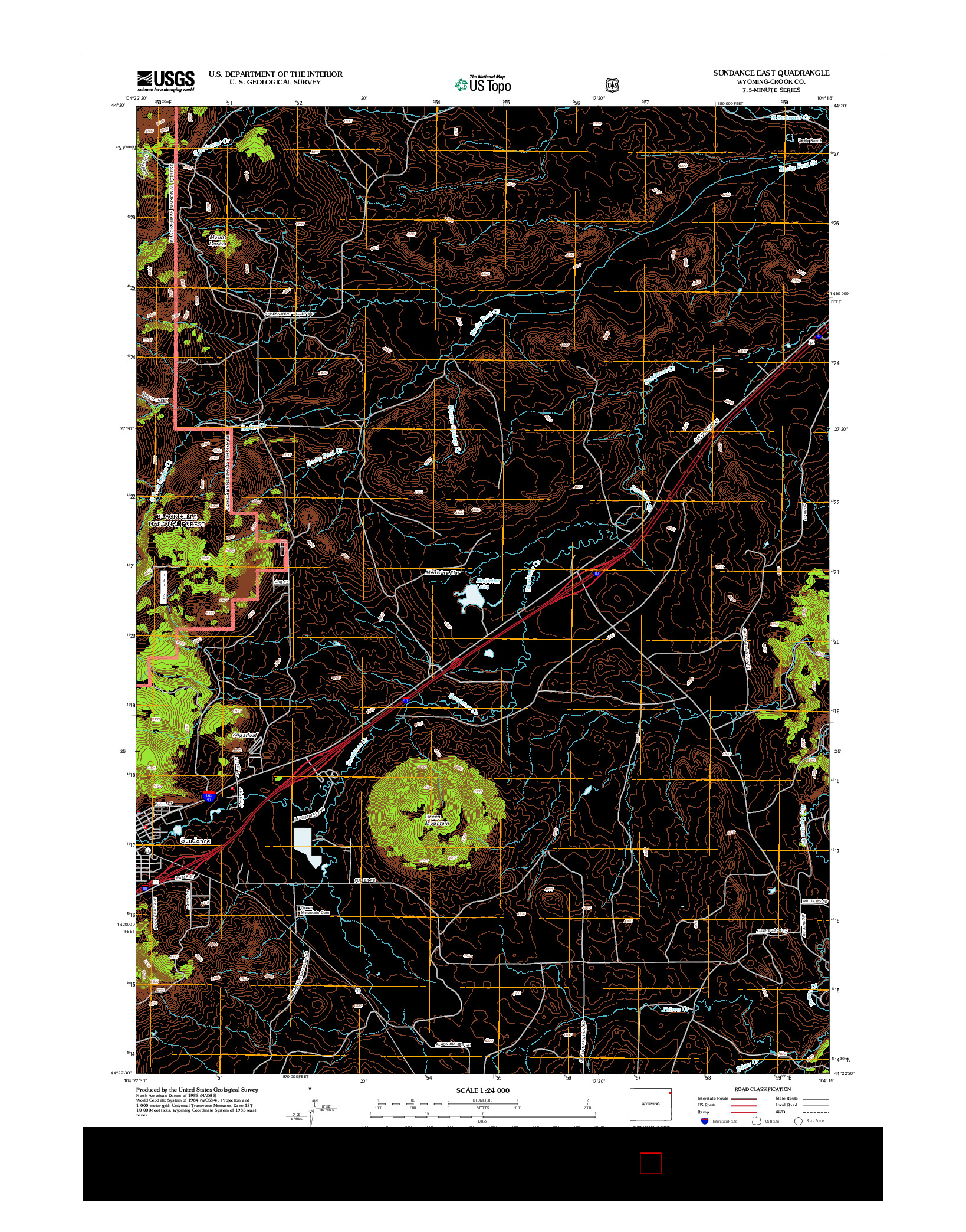 USGS US TOPO 7.5-MINUTE MAP FOR SUNDANCE EAST, WY 2012
