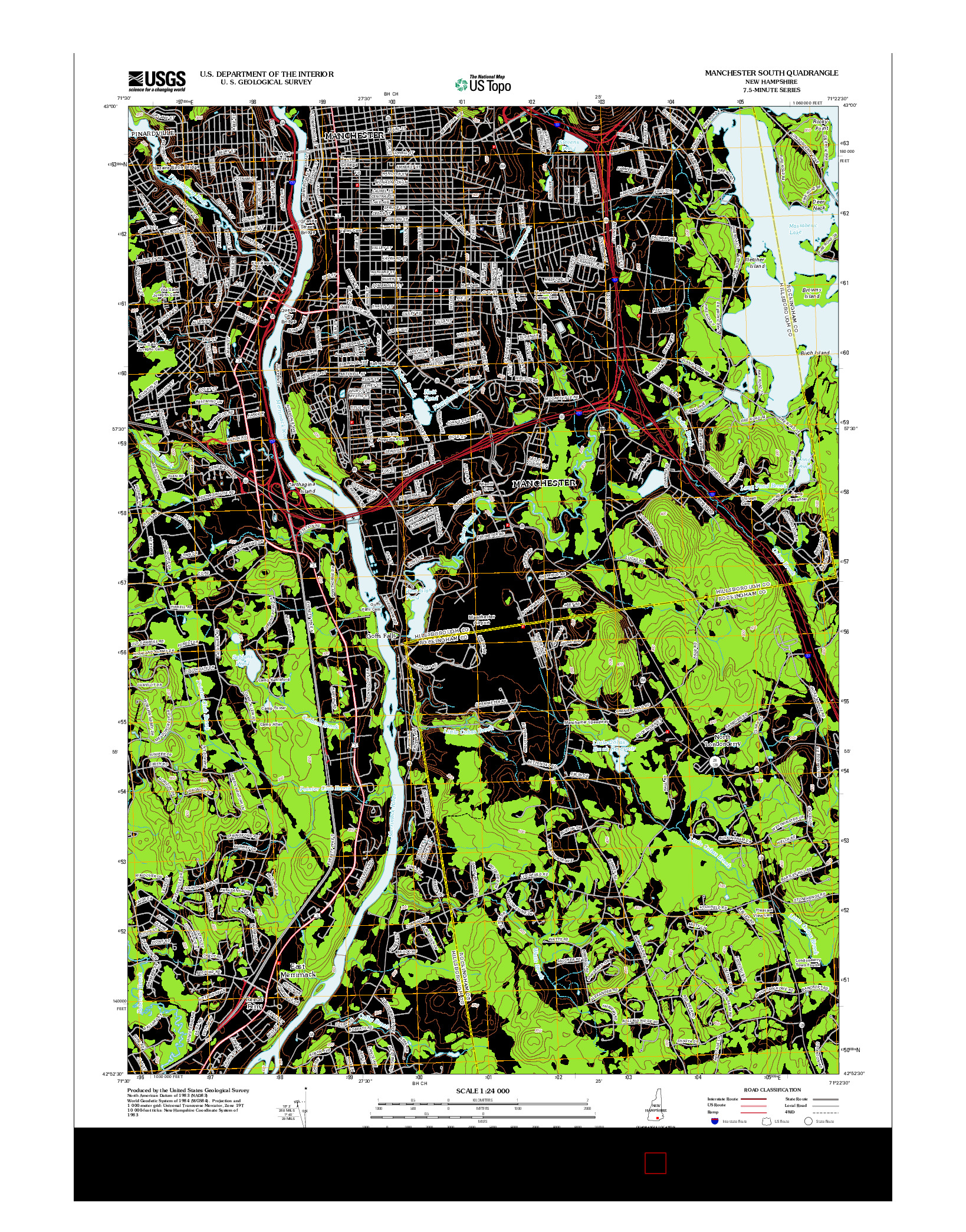 USGS US TOPO 7.5-MINUTE MAP FOR MANCHESTER SOUTH, NH 2012