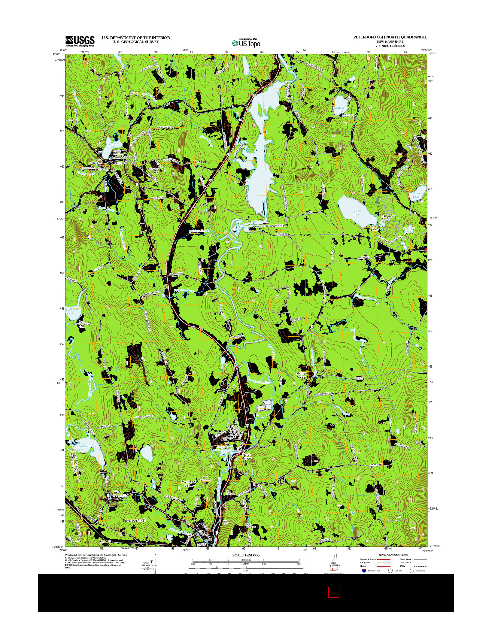 USGS US TOPO 7.5-MINUTE MAP FOR PETERBOROUGH NORTH, NH 2012