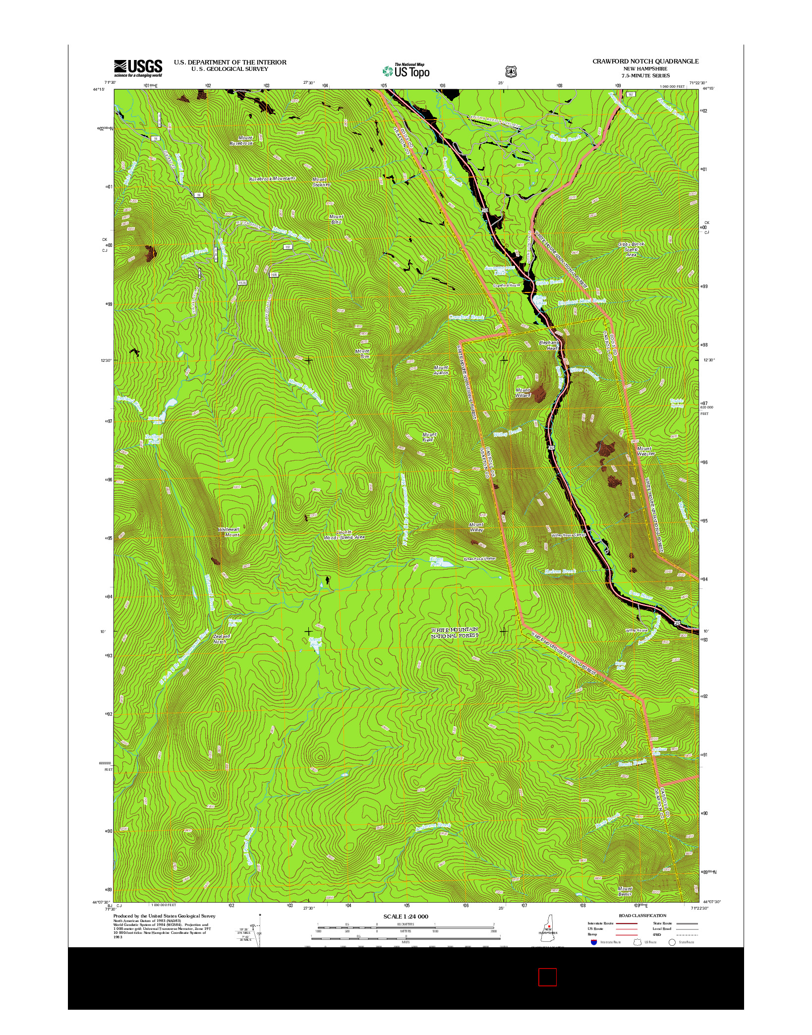 USGS US TOPO 7.5-MINUTE MAP FOR CRAWFORD NOTCH, NH 2012