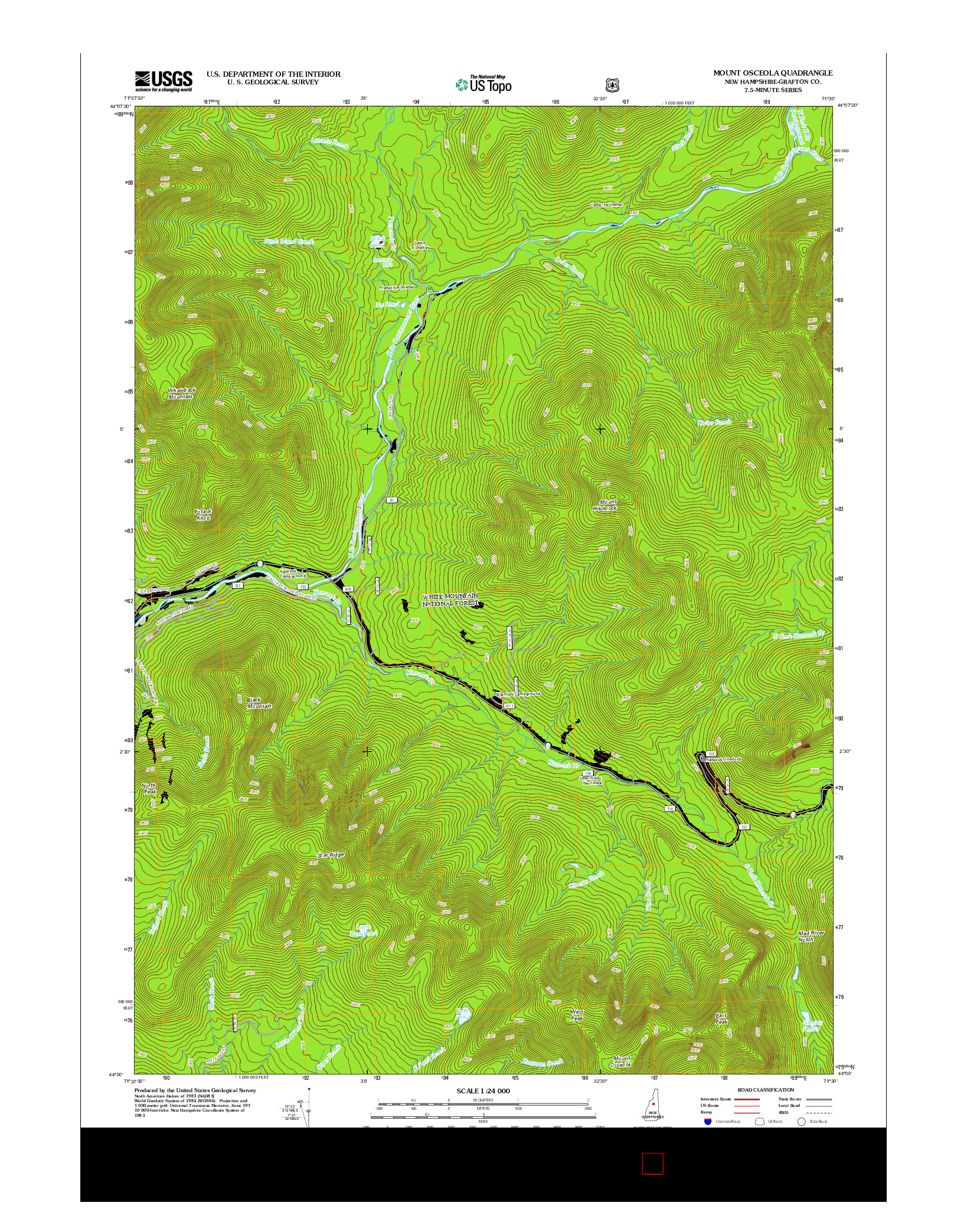 USGS US TOPO 7.5-MINUTE MAP FOR MOUNT OSCEOLA, NH 2012