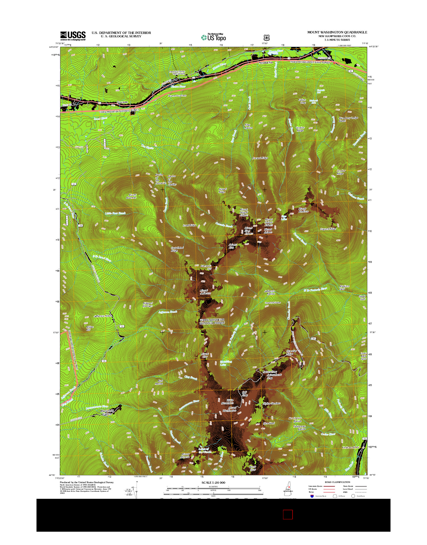 USGS US TOPO 7.5-MINUTE MAP FOR MOUNT WASHINGTON, NH 2012