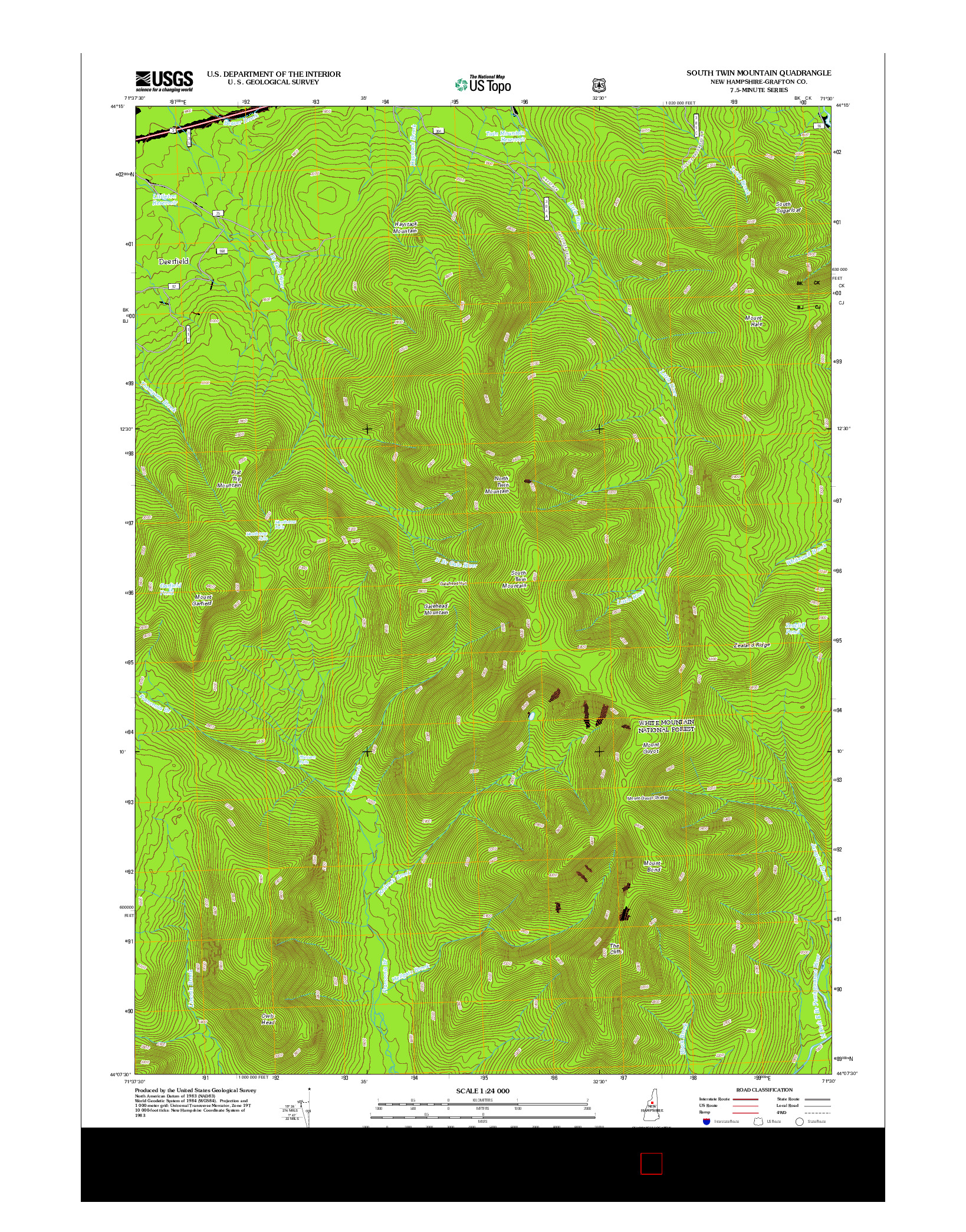 USGS US TOPO 7.5-MINUTE MAP FOR SOUTH TWIN MOUNTAIN, NH 2012