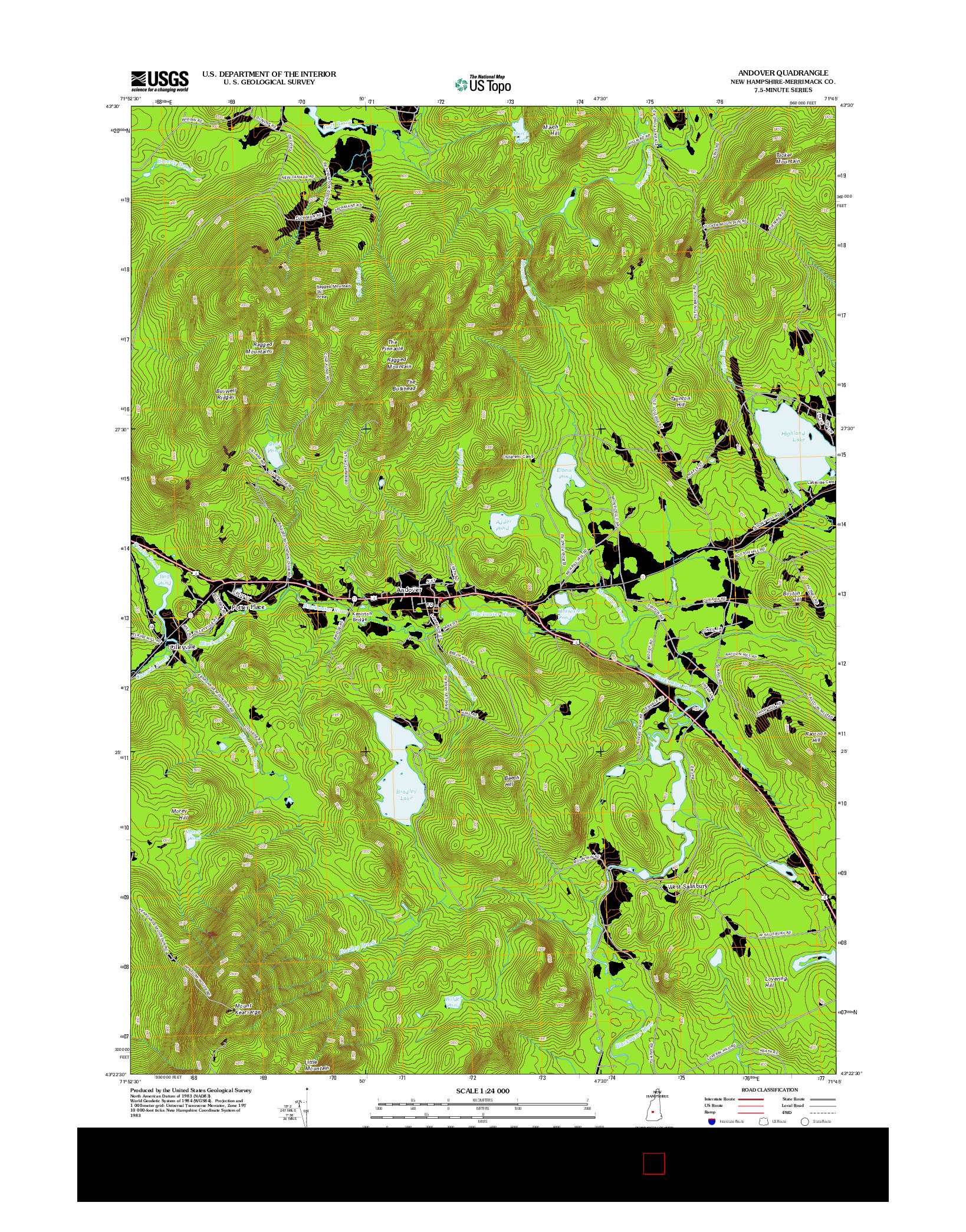 USGS US TOPO 7.5-MINUTE MAP FOR ANDOVER, NH 2012