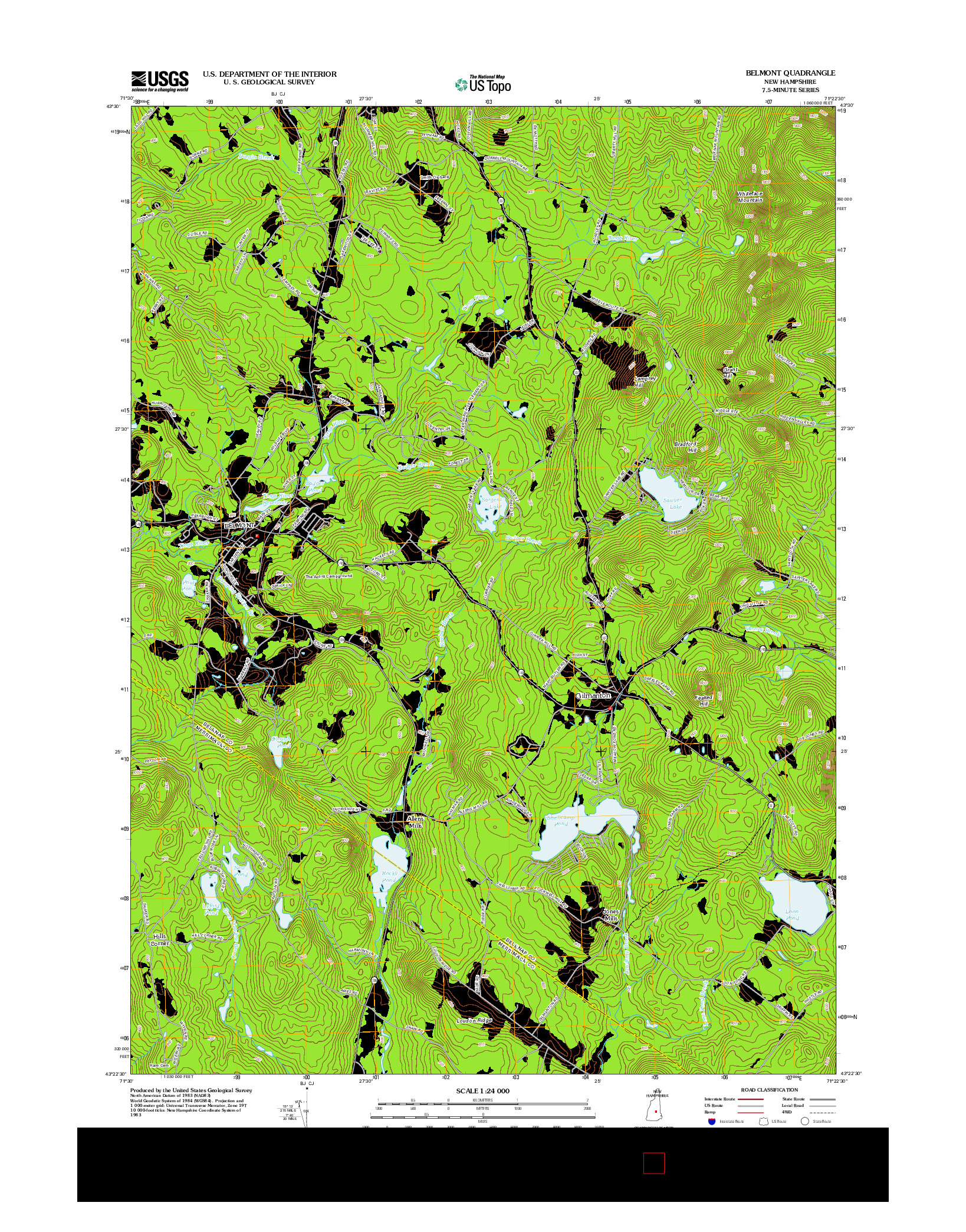 USGS US TOPO 7.5-MINUTE MAP FOR BELMONT, NH 2012