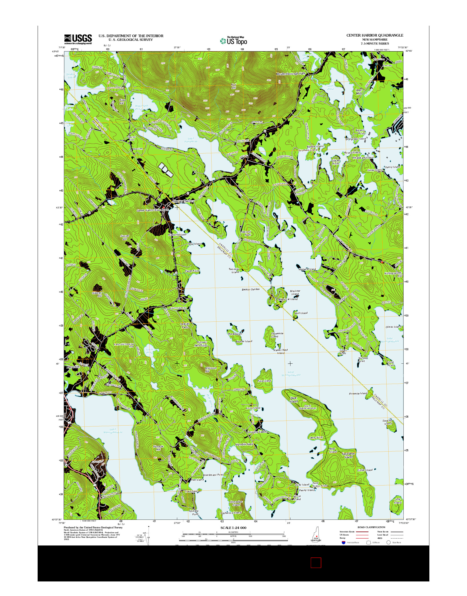 USGS US TOPO 7.5-MINUTE MAP FOR CENTER HARBOR, NH 2012