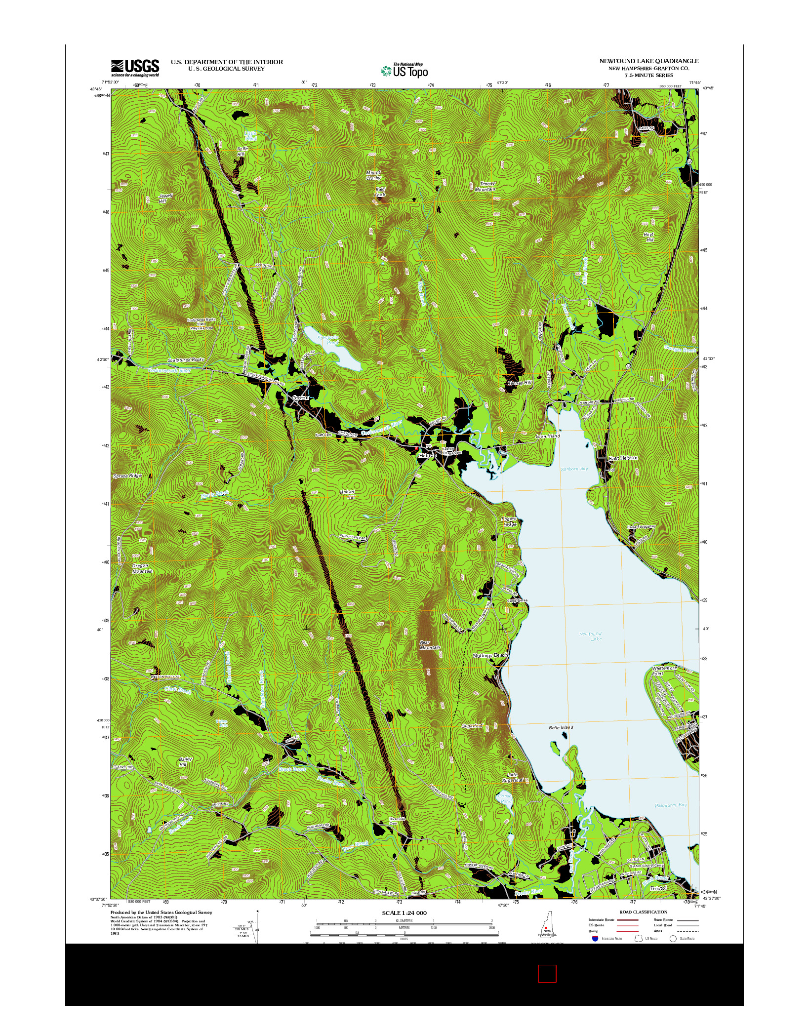 USGS US TOPO 7.5-MINUTE MAP FOR NEWFOUND LAKE, NH 2012