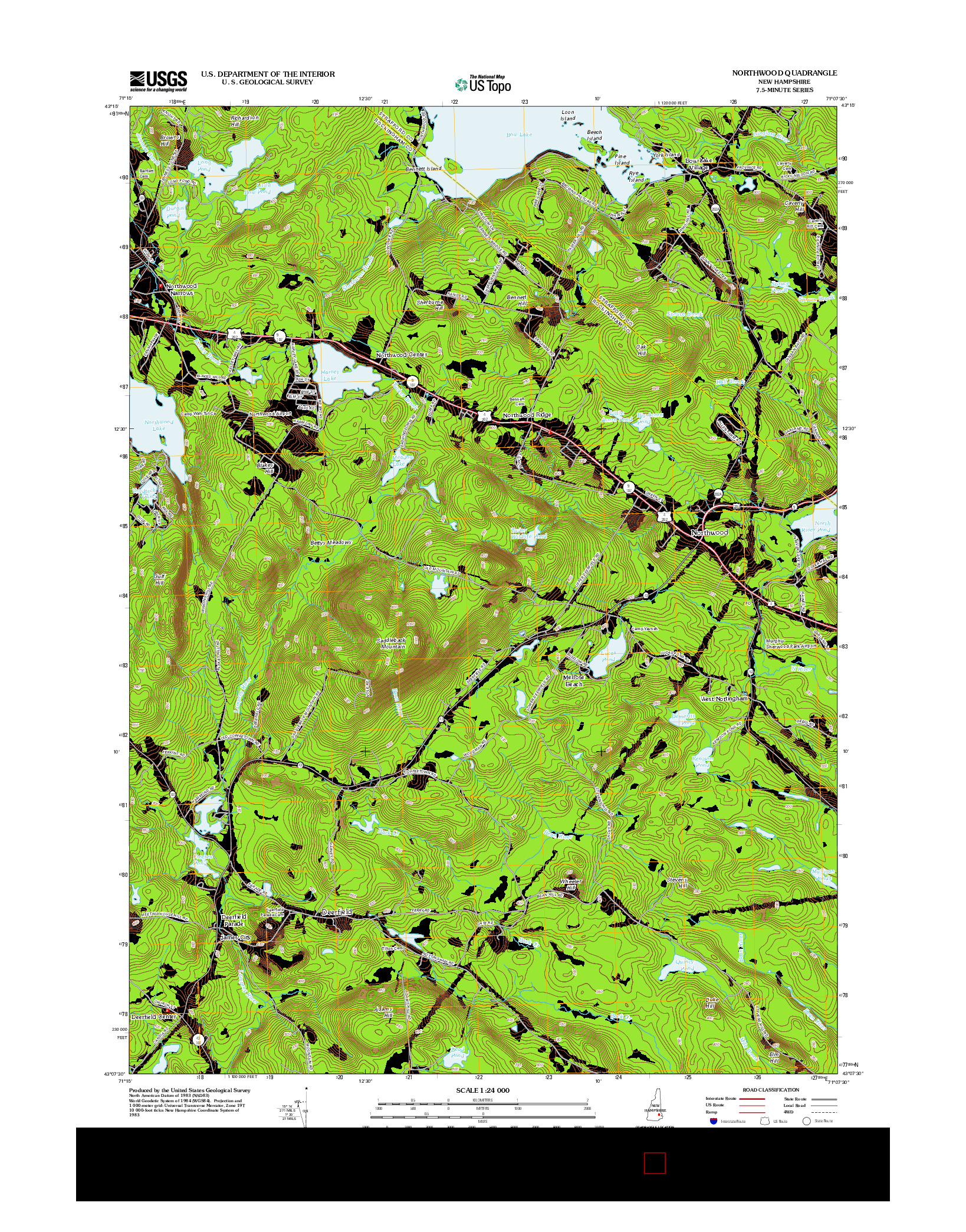 USGS US TOPO 7.5-MINUTE MAP FOR NORTHWOOD, NH 2012