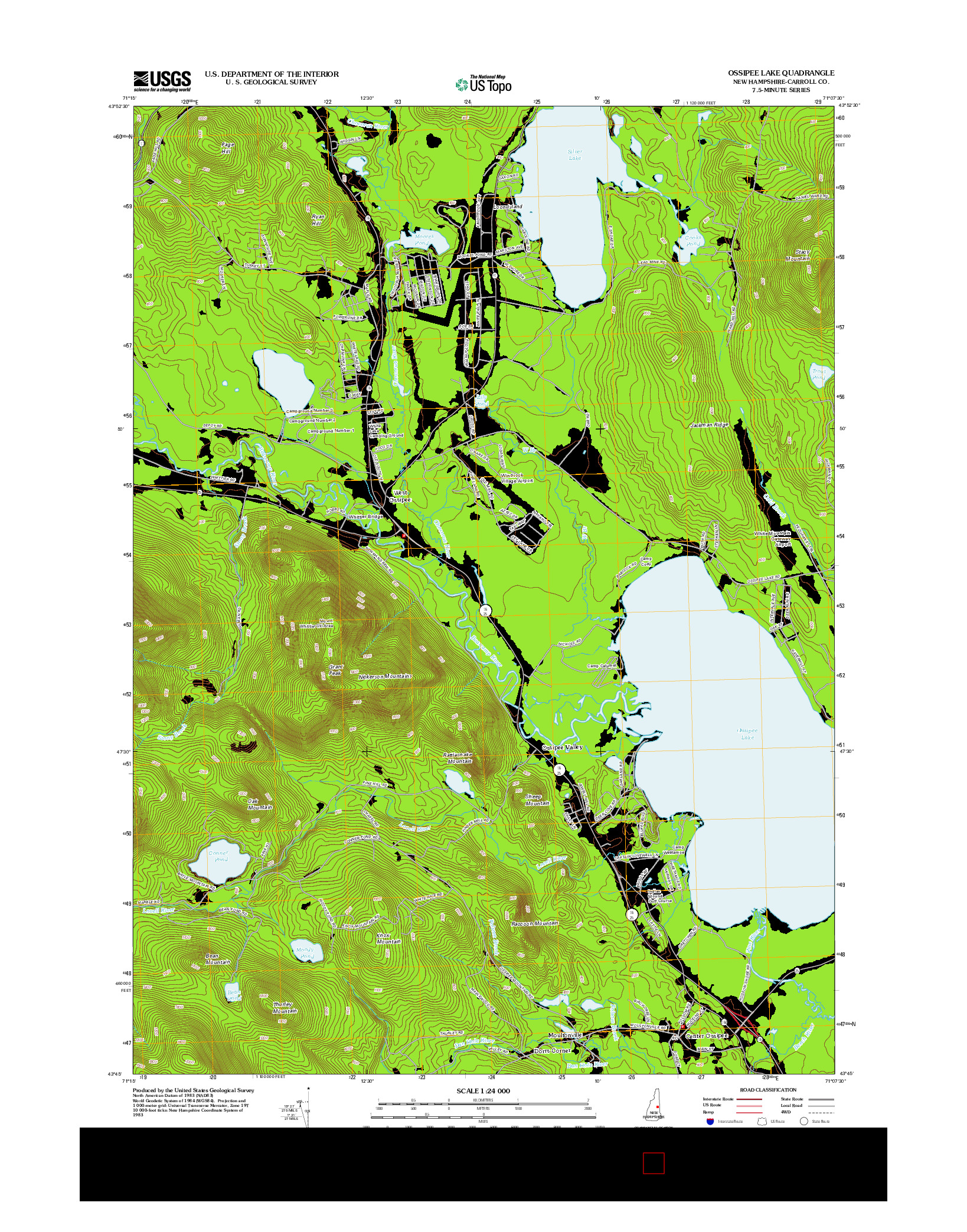 USGS US TOPO 7.5-MINUTE MAP FOR OSSIPEE LAKE, NH 2012
