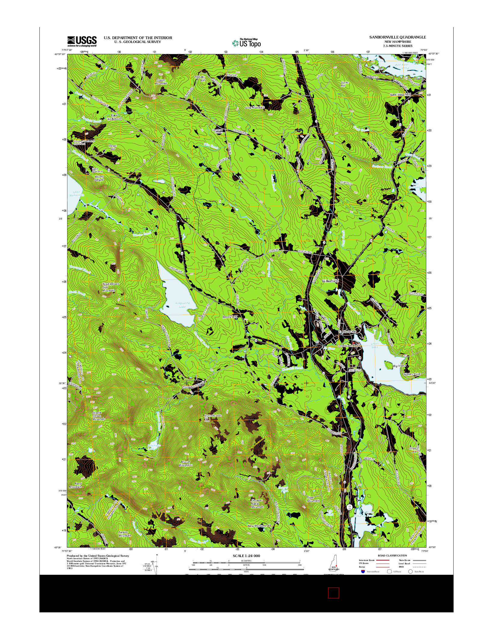 USGS US TOPO 7.5-MINUTE MAP FOR SANBORNVILLE, NH 2012