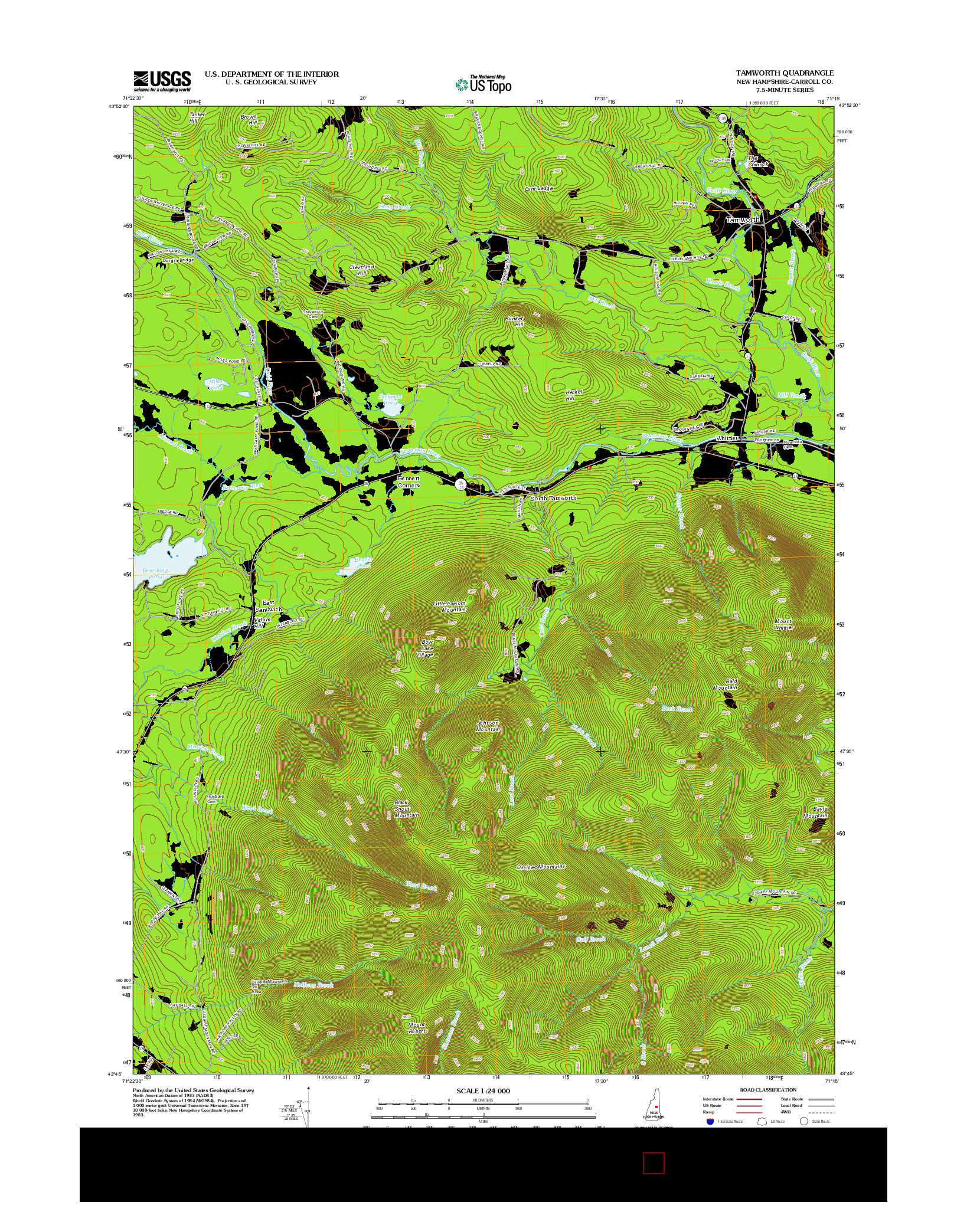 USGS US TOPO 7.5-MINUTE MAP FOR TAMWORTH, NH 2012