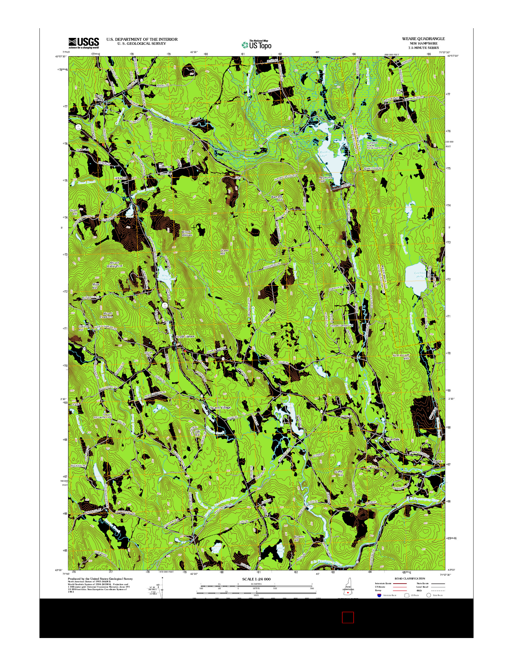 USGS US TOPO 7.5-MINUTE MAP FOR WEARE, NH 2012
