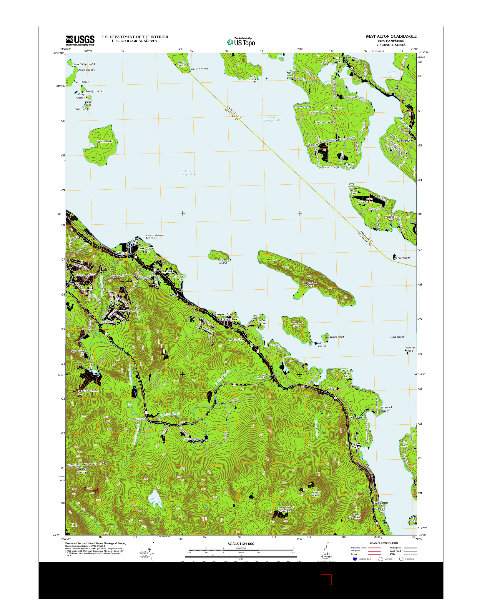 USGS US TOPO 7.5-MINUTE MAP FOR WEST ALTON, NH 2012
