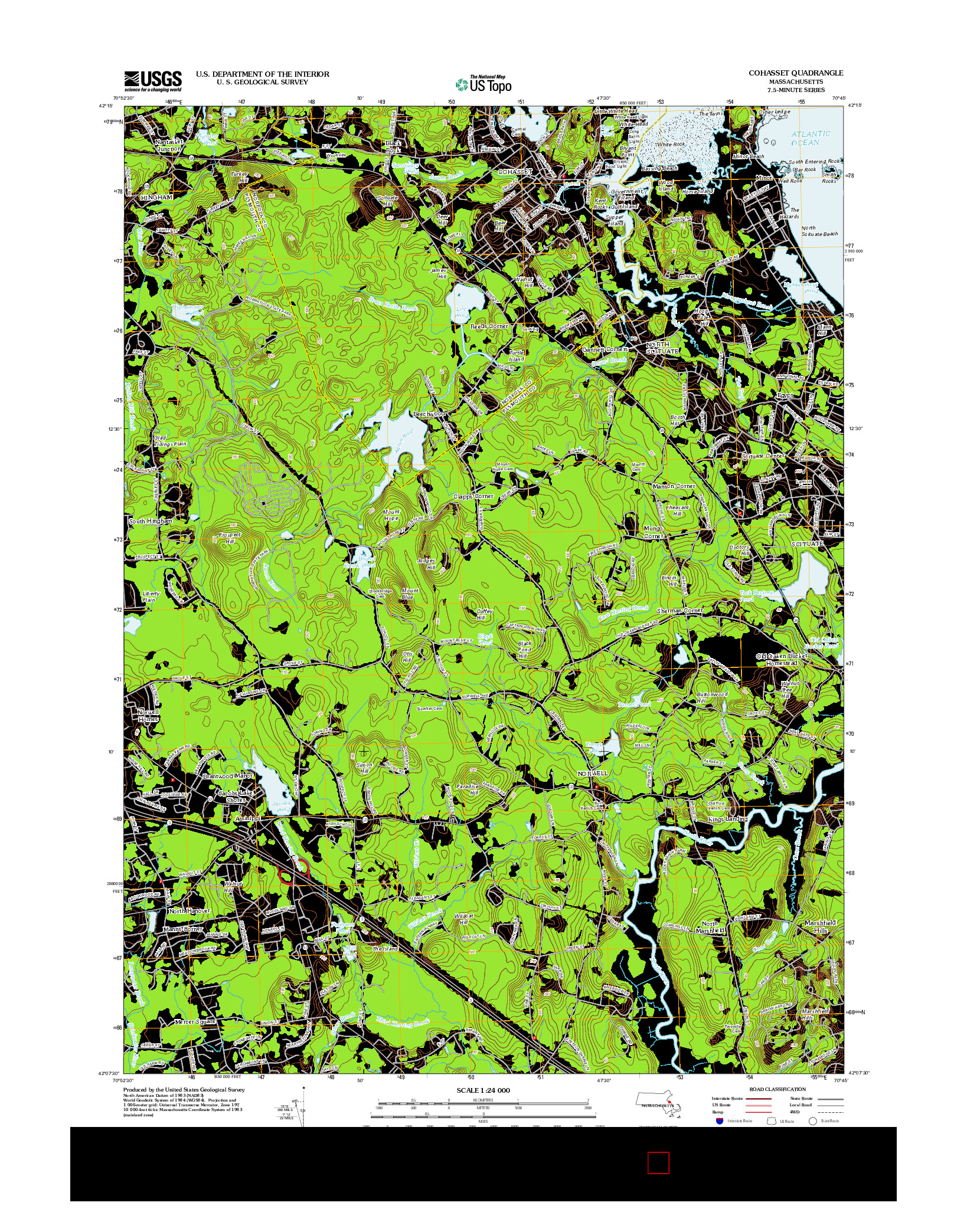 USGS US TOPO 7.5-MINUTE MAP FOR COHASSET, MA 2012