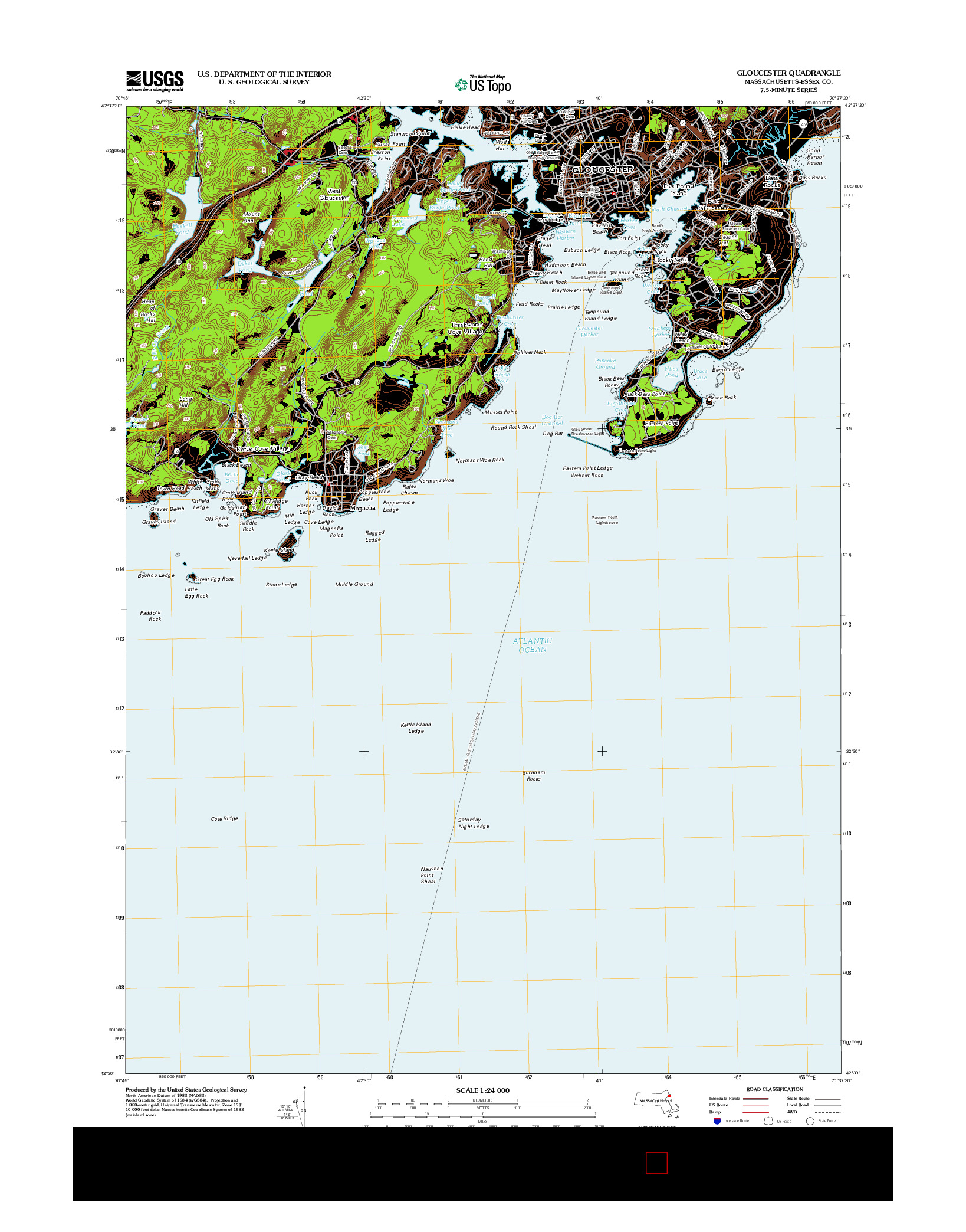 USGS US TOPO 7.5-MINUTE MAP FOR GLOUCESTER, MA 2012