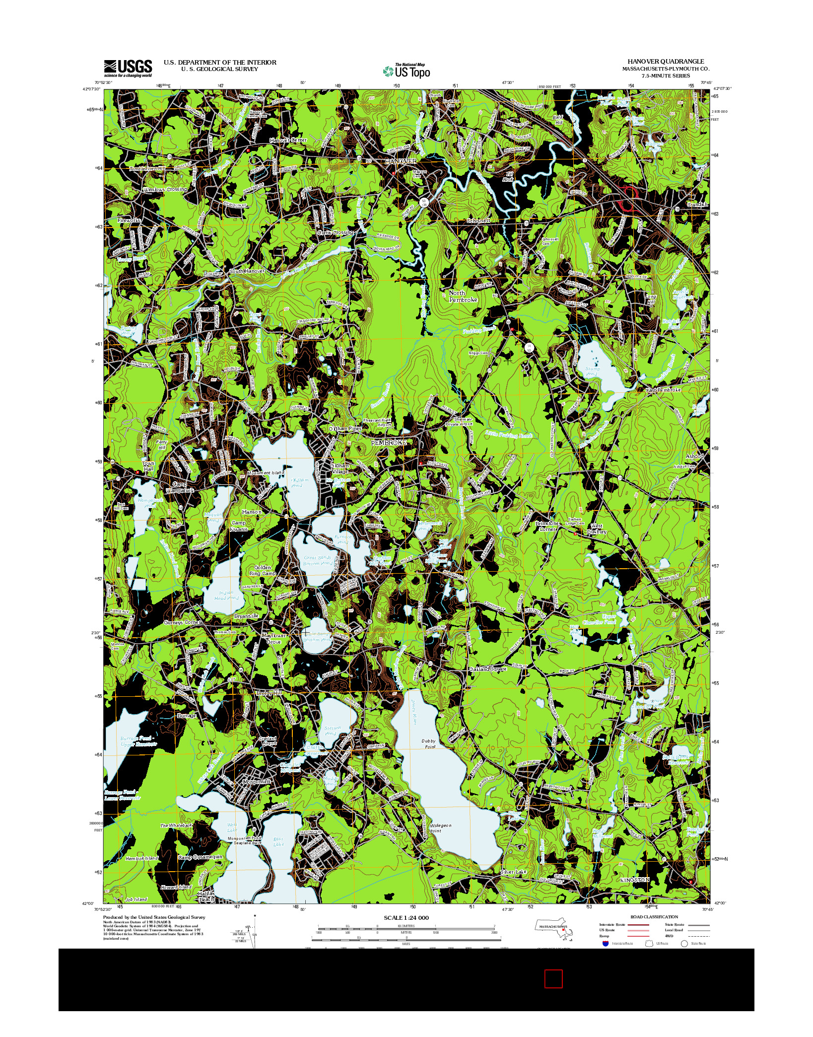 USGS US TOPO 7.5-MINUTE MAP FOR HANOVER, MA 2012