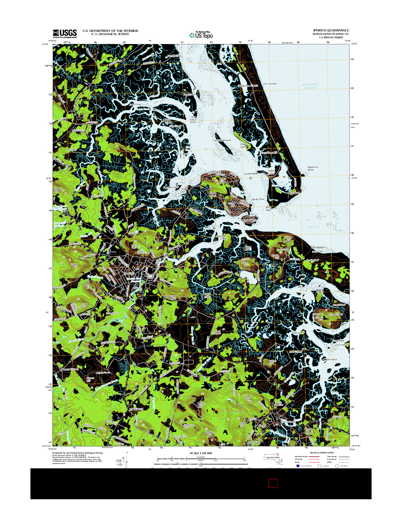 USGS US TOPO 7.5-MINUTE MAP FOR IPSWICH, MA 2012