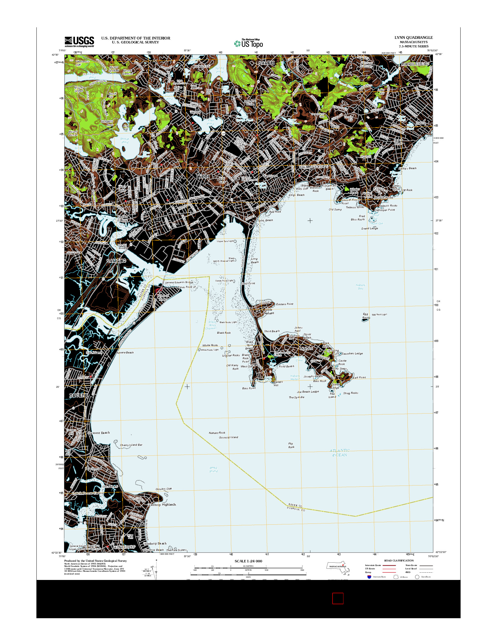 USGS US TOPO 7.5-MINUTE MAP FOR LYNN, MA 2012