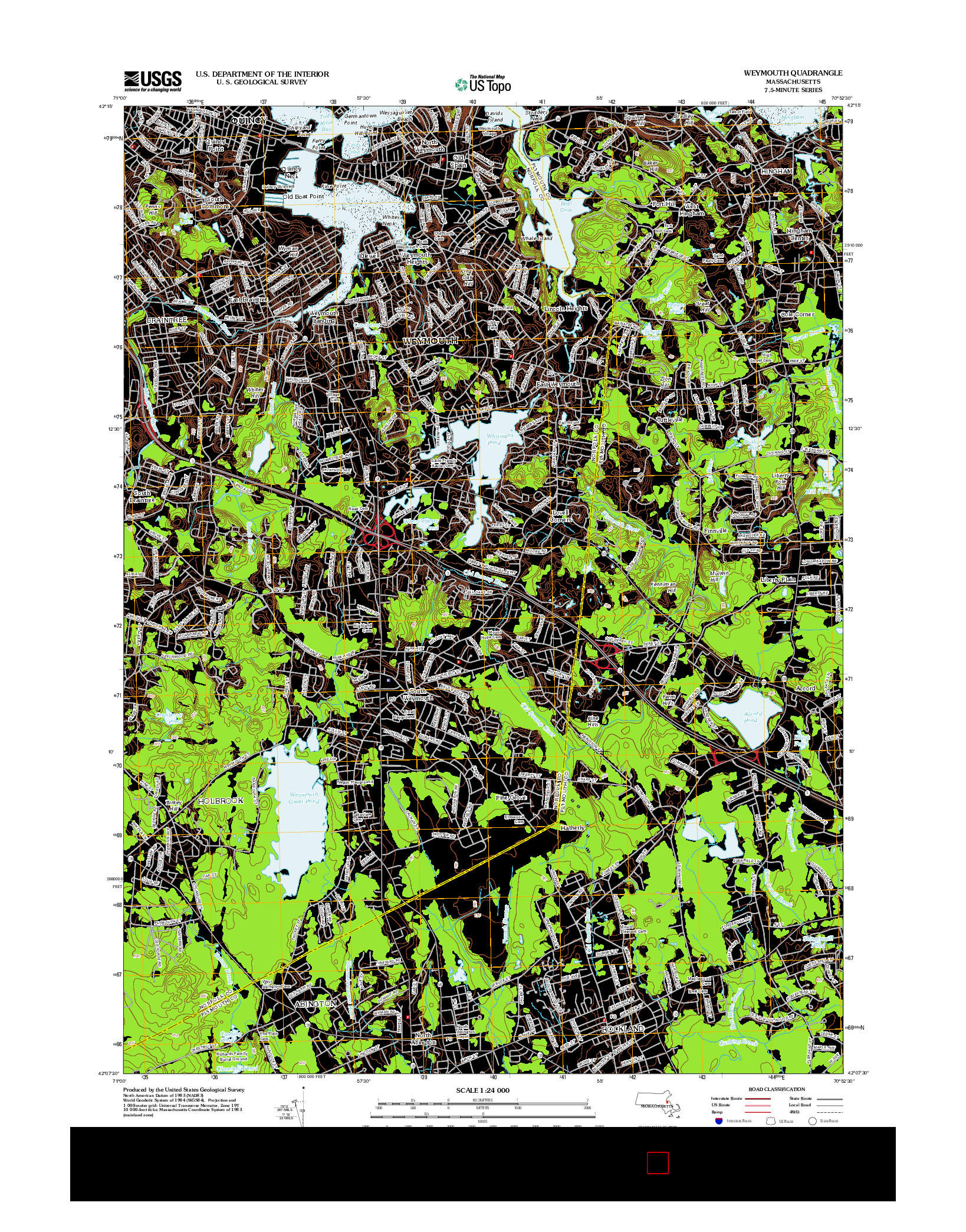 USGS US TOPO 7.5-MINUTE MAP FOR WEYMOUTH, MA 2012