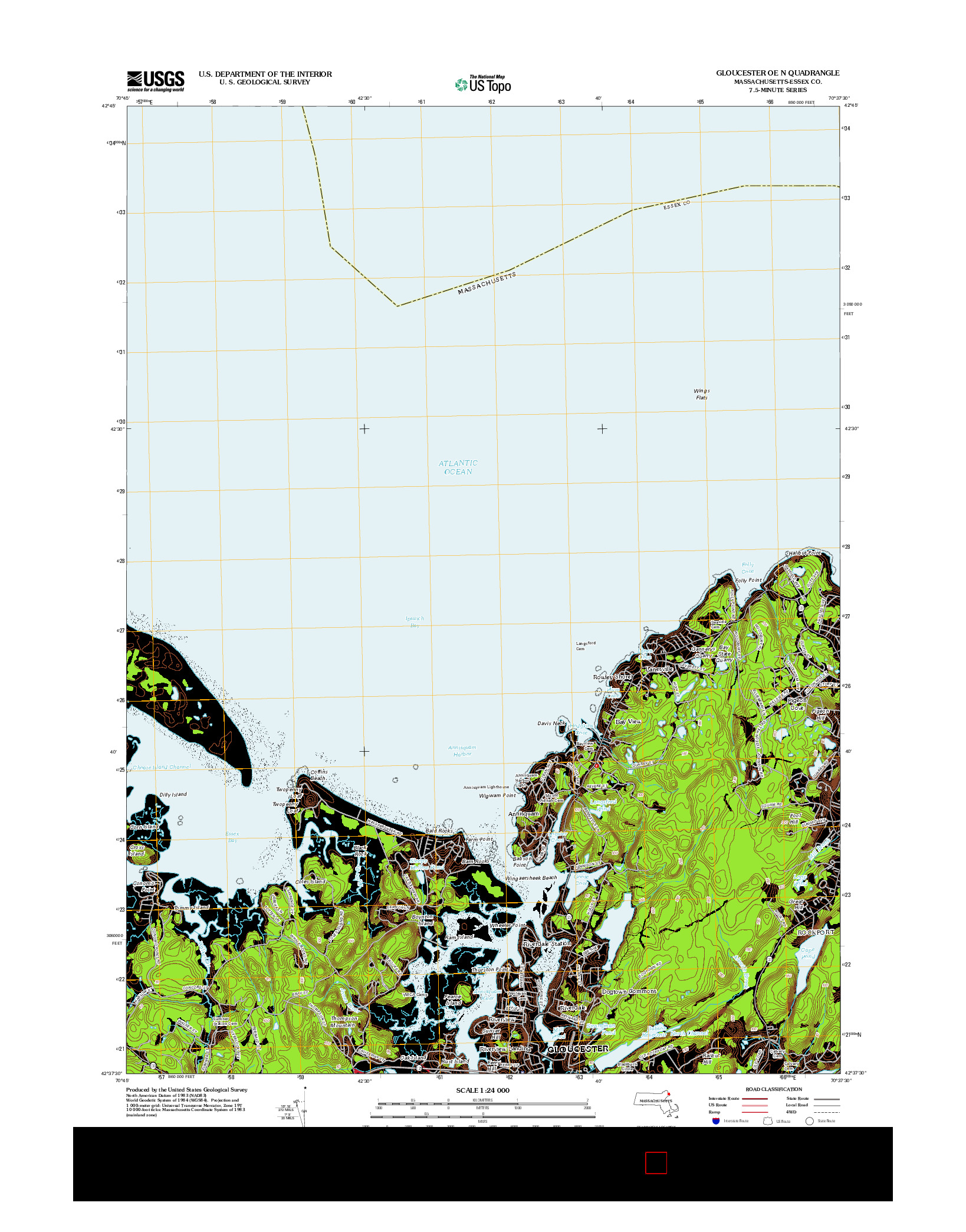 USGS US TOPO 7.5-MINUTE MAP FOR GLOUCESTER OE N, MA 2012
