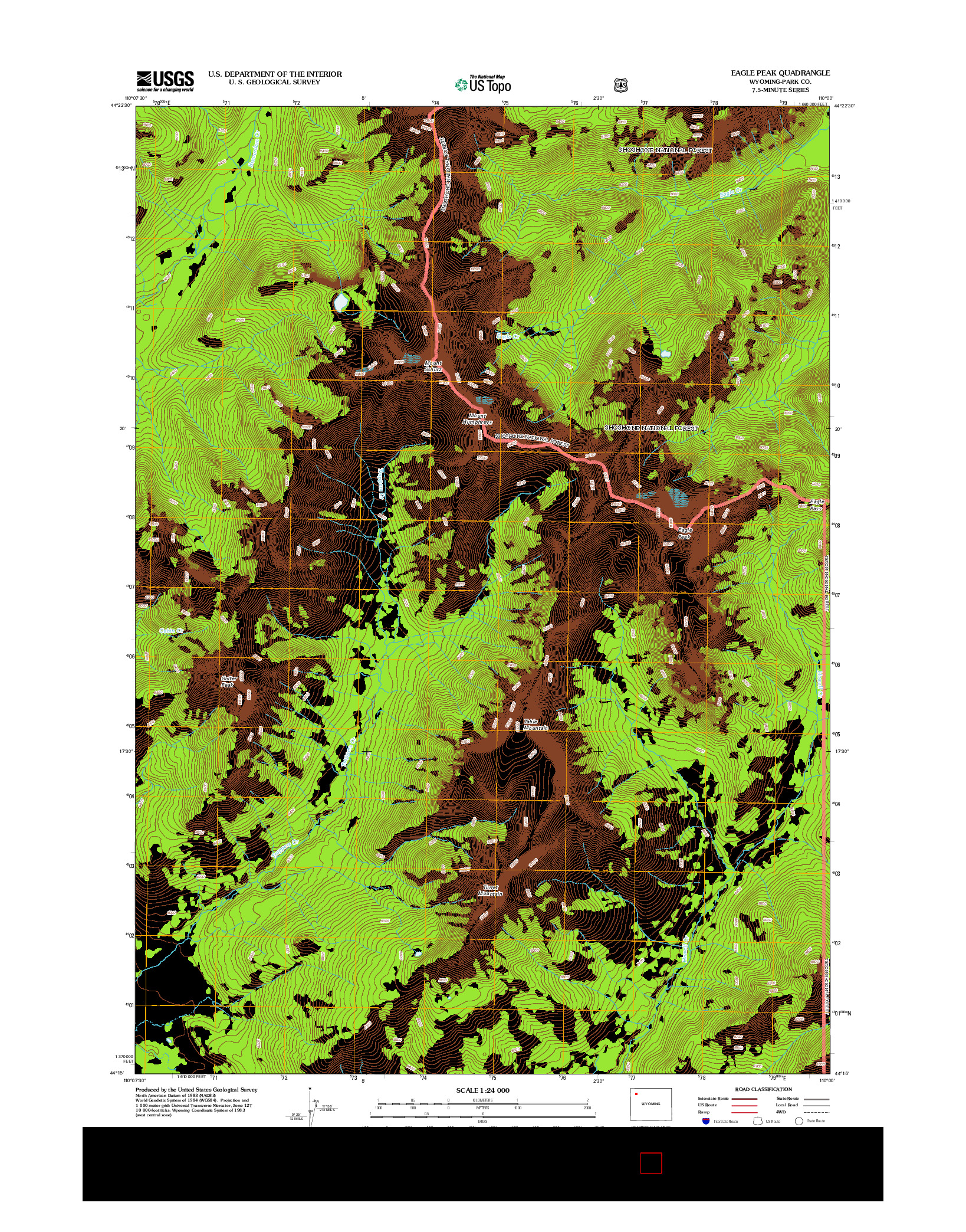 USGS US TOPO 7.5-MINUTE MAP FOR EAGLE PEAK, WY 2012