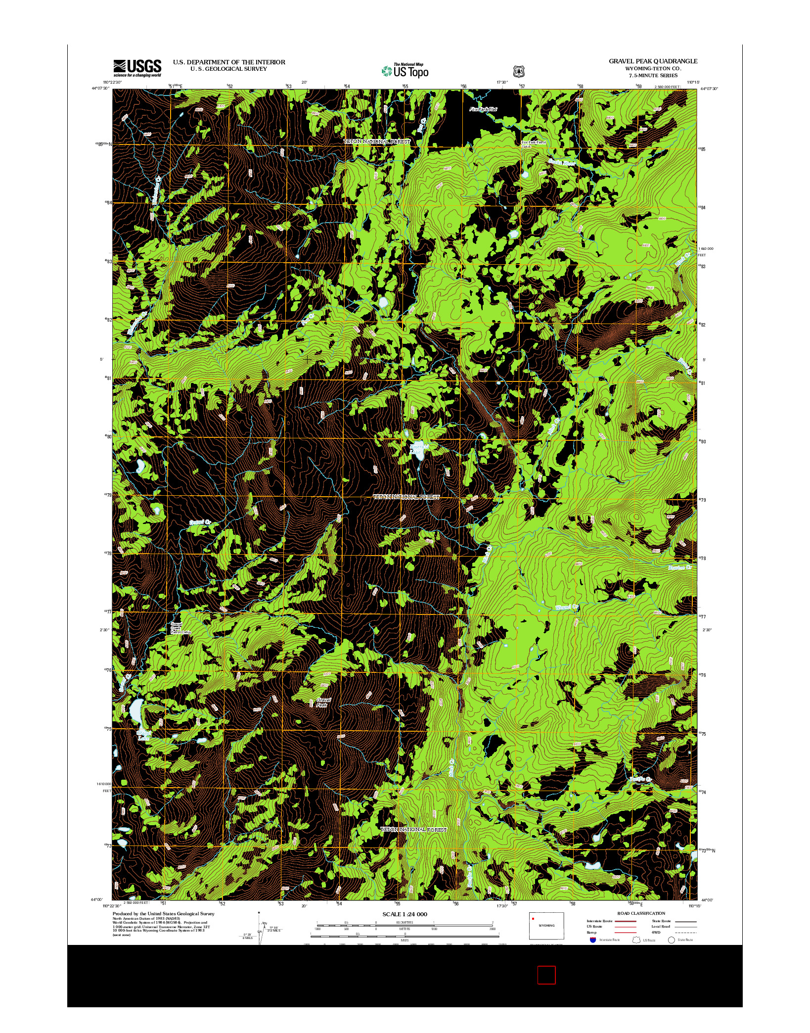 USGS US TOPO 7.5-MINUTE MAP FOR GRAVEL PEAK, WY 2012