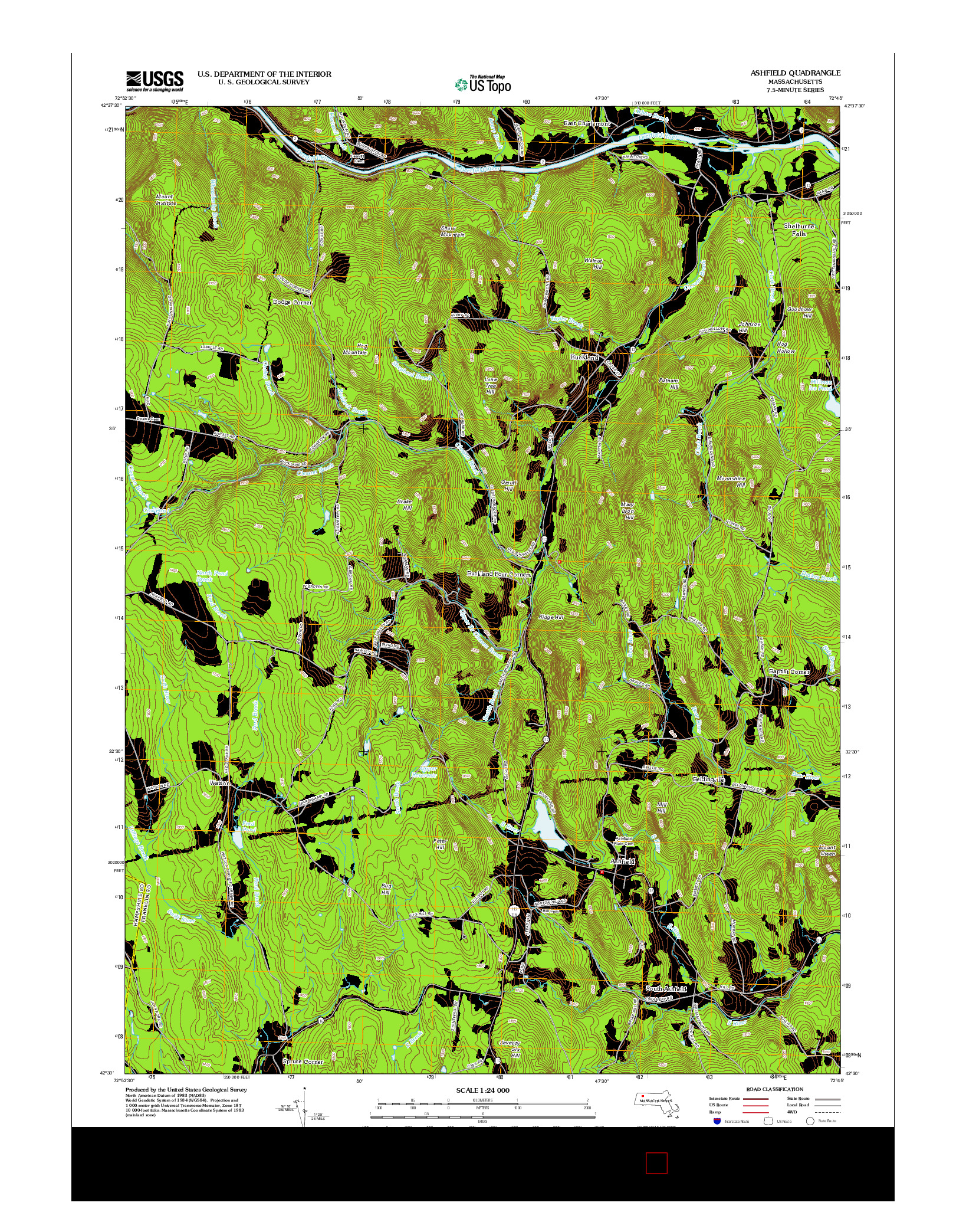 USGS US TOPO 7.5-MINUTE MAP FOR ASHFIELD, MA 2012