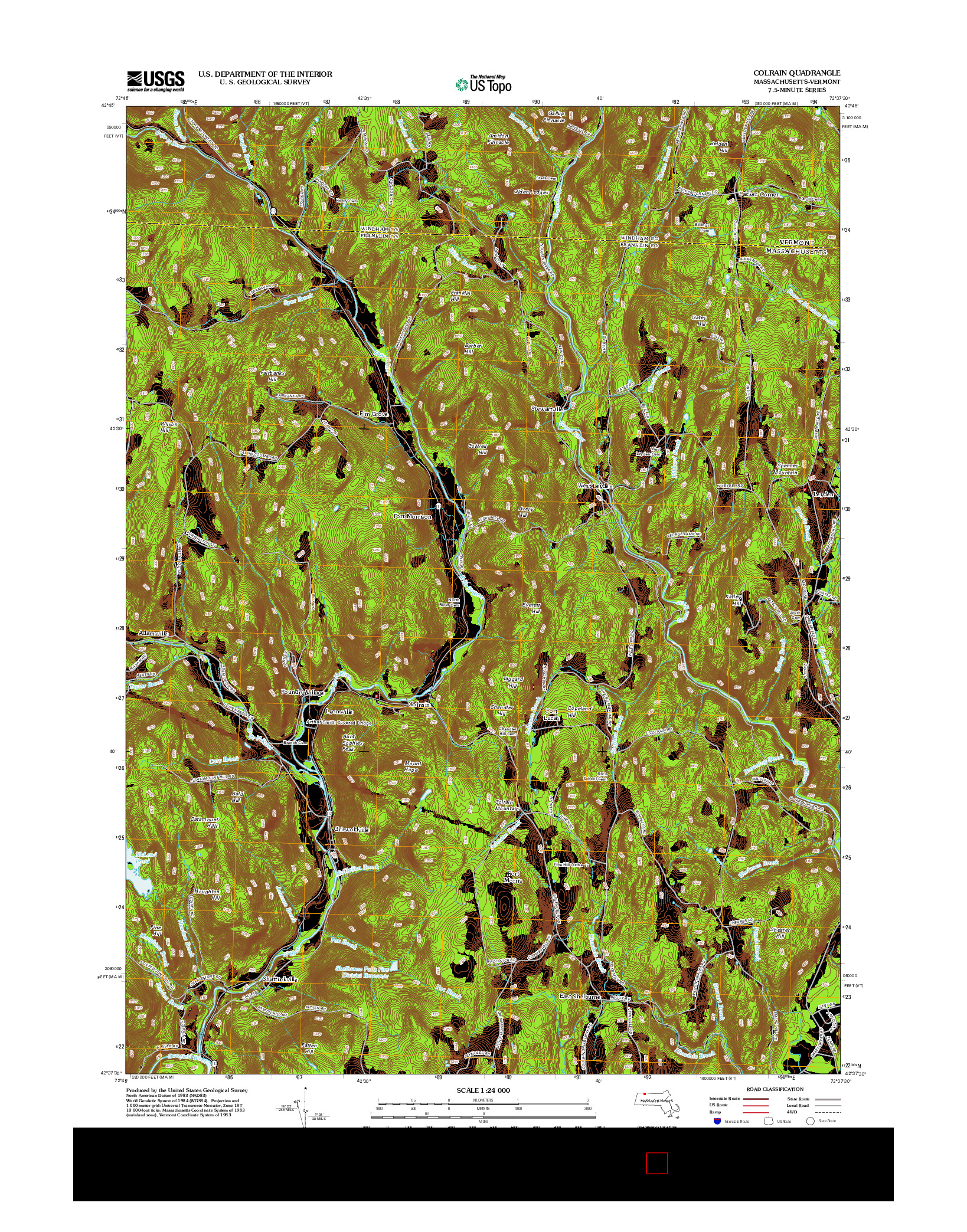 USGS US TOPO 7.5-MINUTE MAP FOR COLRAIN, MA-VT 2012