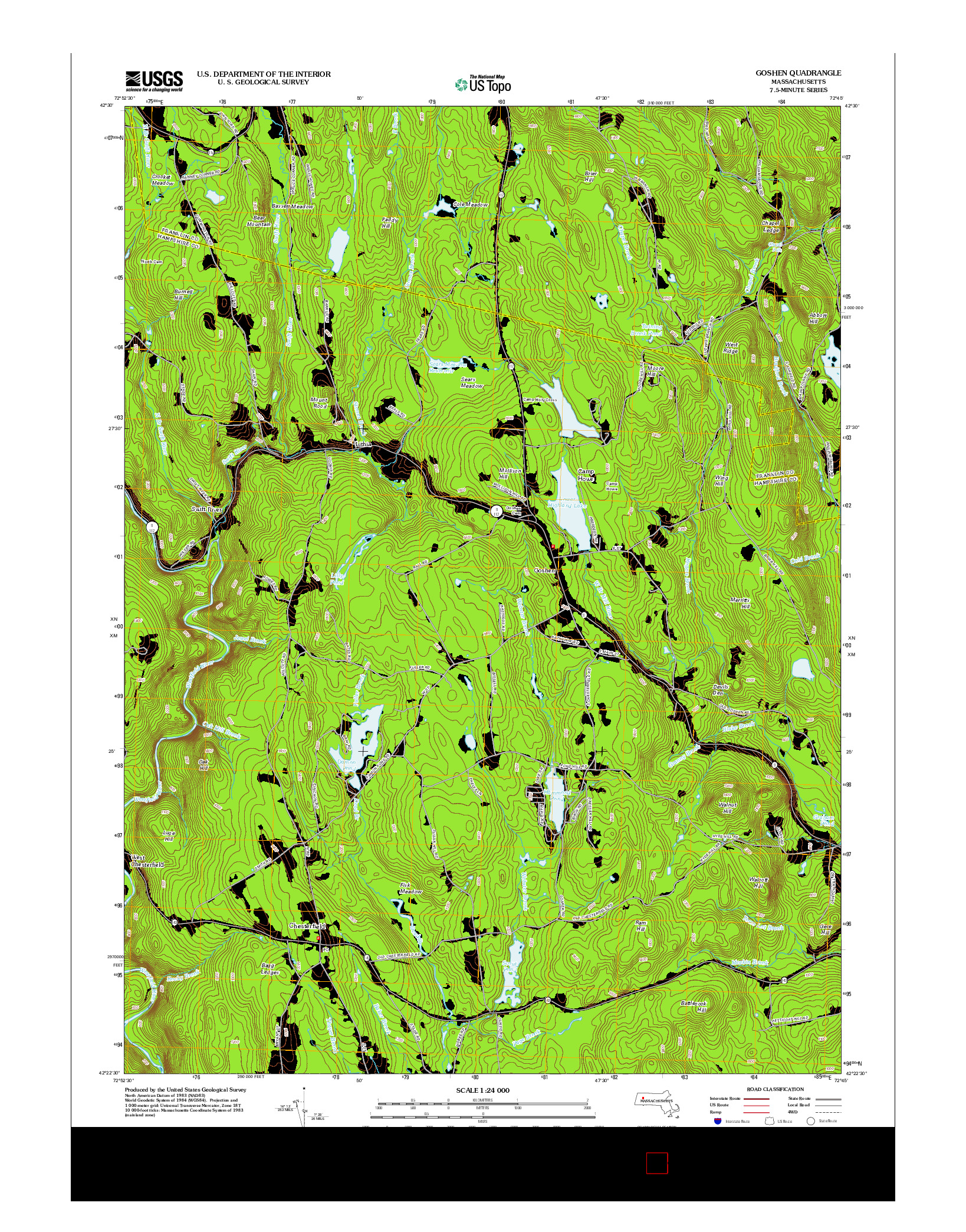 USGS US TOPO 7.5-MINUTE MAP FOR GOSHEN, MA 2012