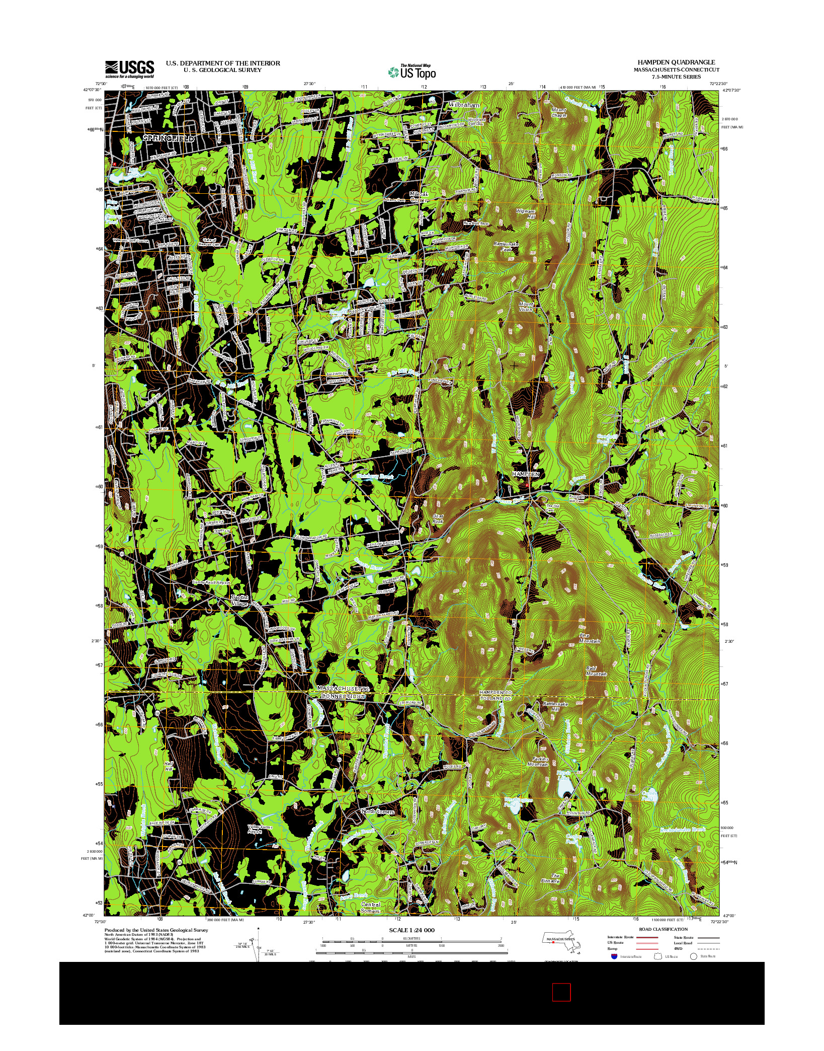 USGS US TOPO 7.5-MINUTE MAP FOR HAMPDEN, MA-CT 2012