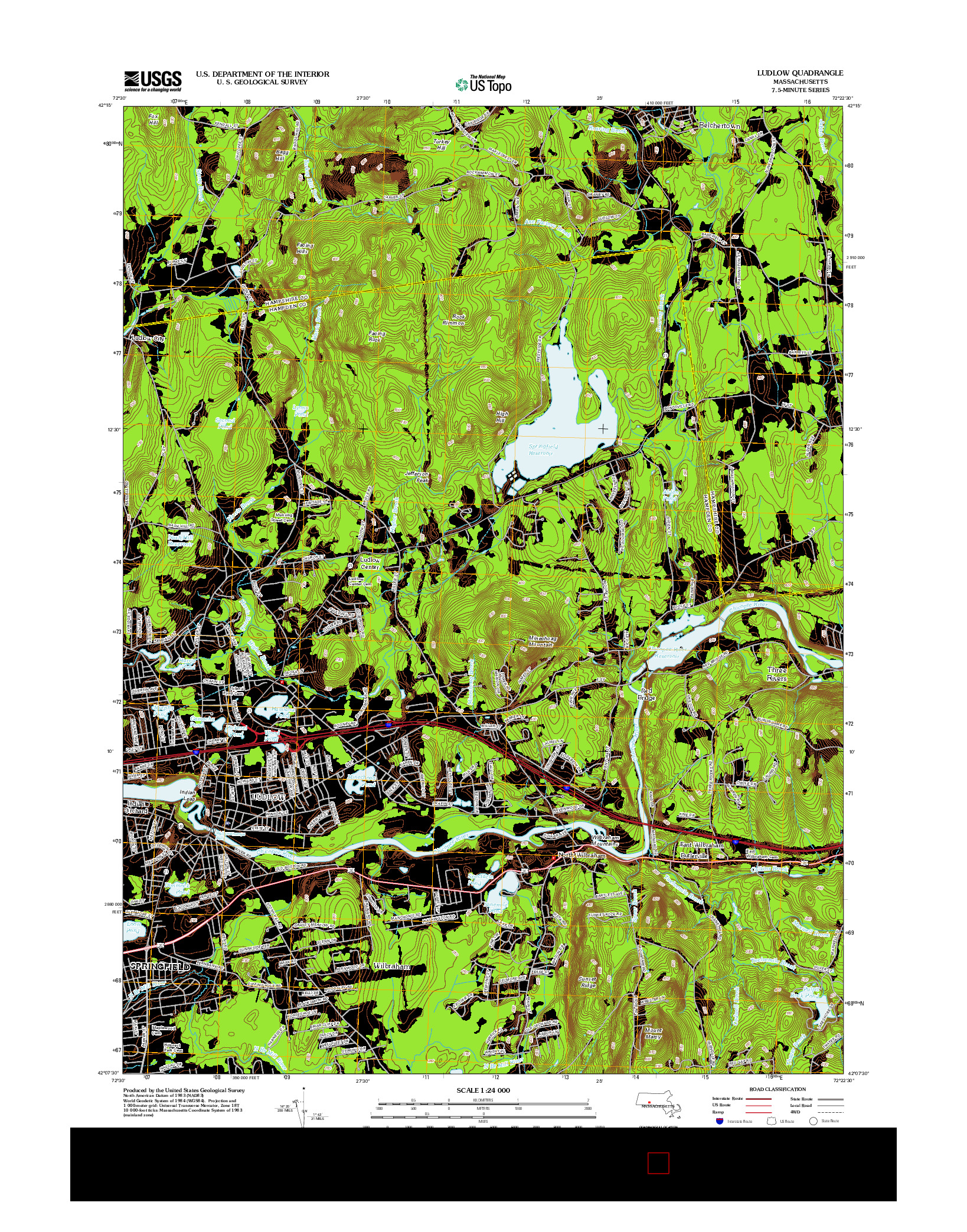 USGS US TOPO 7.5-MINUTE MAP FOR LUDLOW, MA 2012