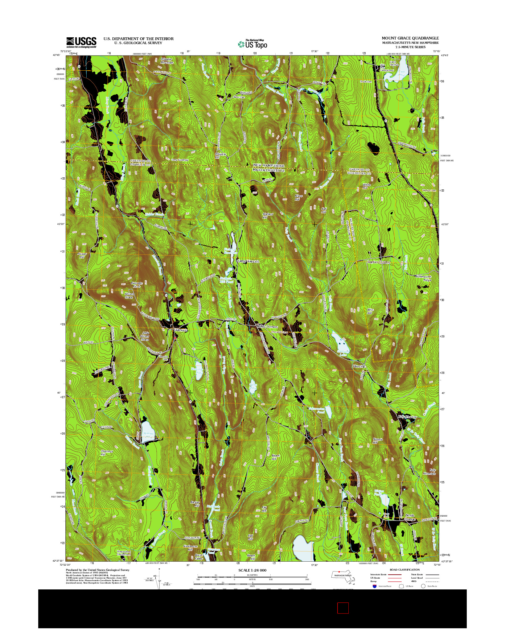 USGS US TOPO 7.5-MINUTE MAP FOR MOUNT GRACE, MA-NH 2012