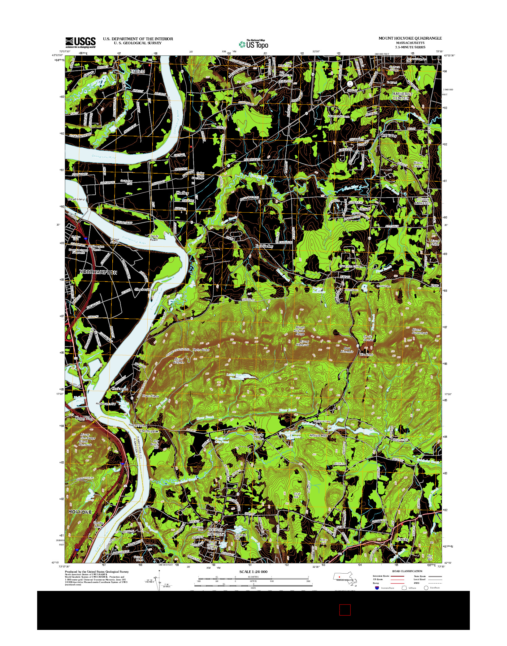 USGS US TOPO 7.5-MINUTE MAP FOR MOUNT HOLYOKE, MA 2012