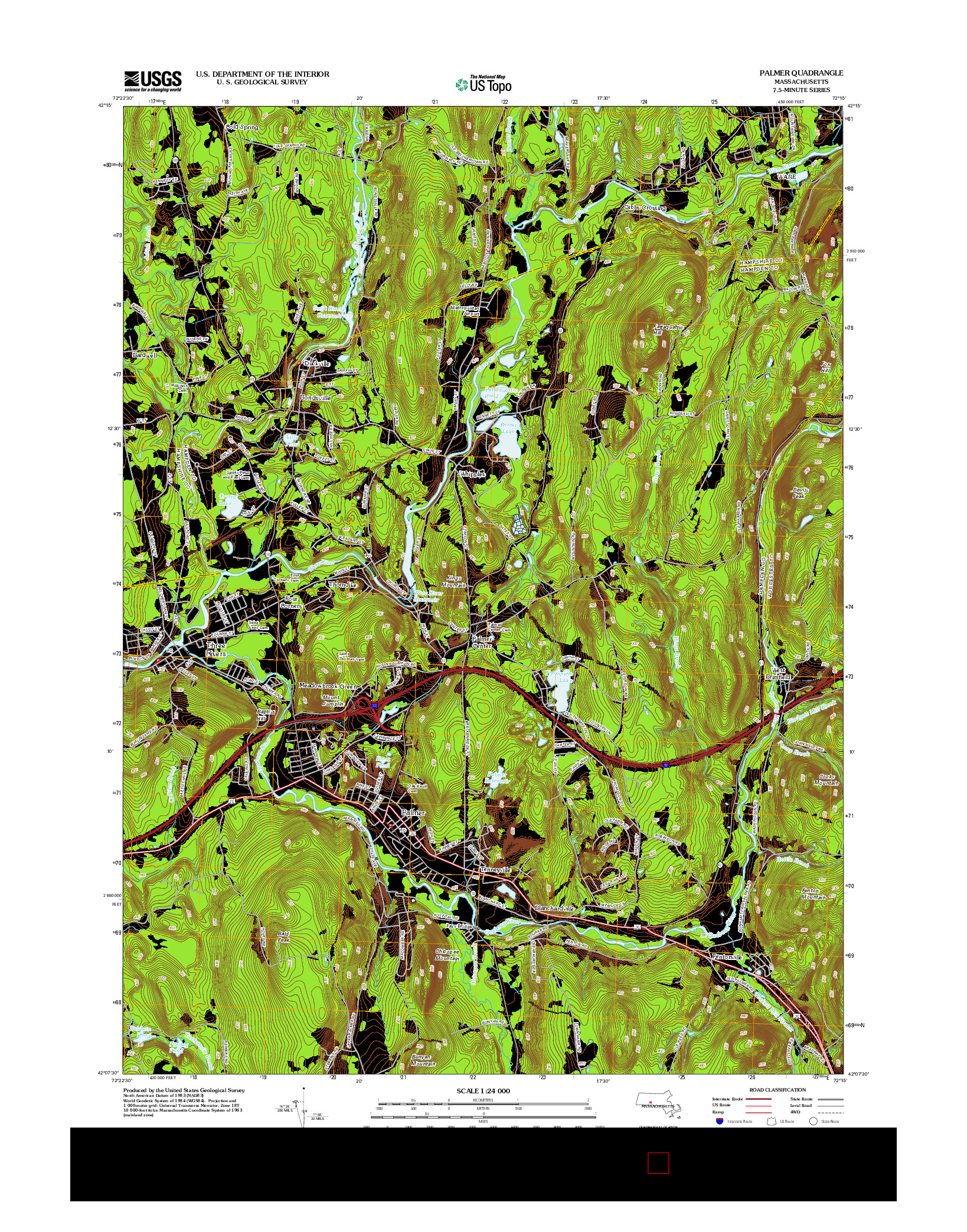 USGS US TOPO 7.5-MINUTE MAP FOR PALMER, MA 2012