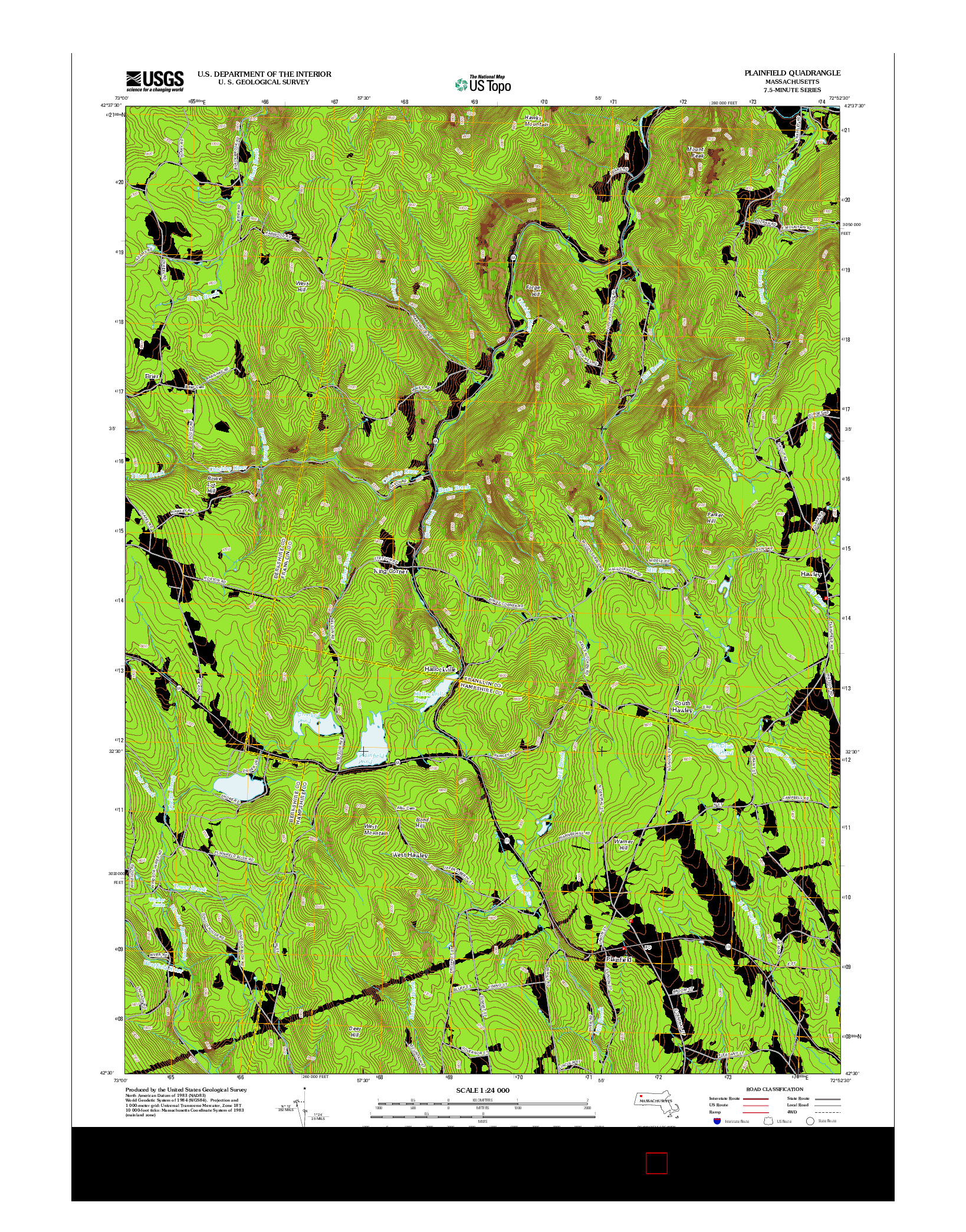 USGS US TOPO 7.5-MINUTE MAP FOR PLAINFIELD, MA 2012