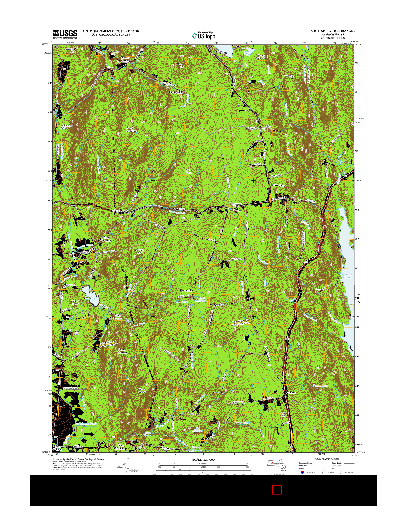 USGS US TOPO 7.5-MINUTE MAP FOR SHUTESBURY, MA 2012