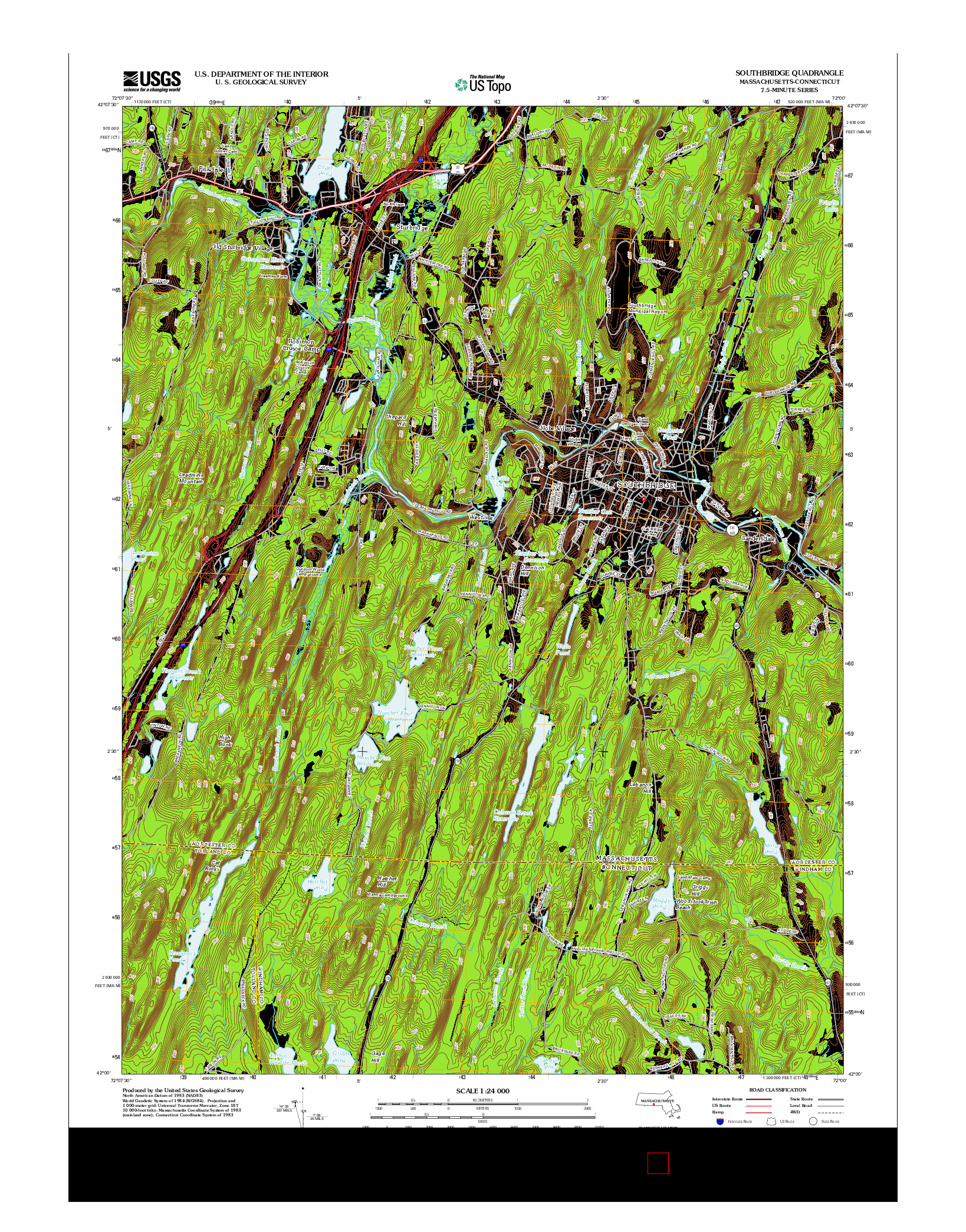 USGS US TOPO 7.5-MINUTE MAP FOR SOUTHBRIDGE, MA-CT 2012