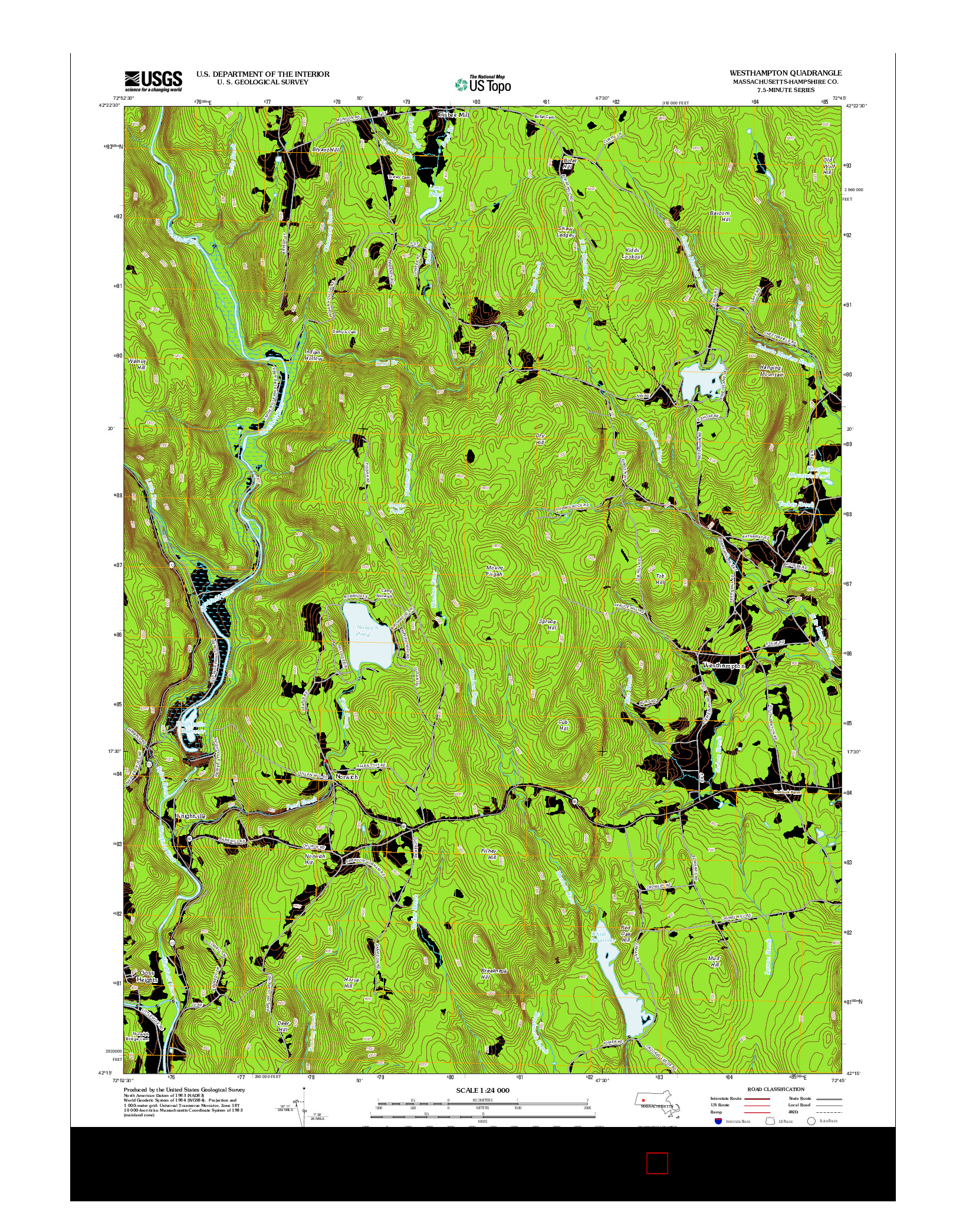 USGS US TOPO 7.5-MINUTE MAP FOR WESTHAMPTON, MA 2012