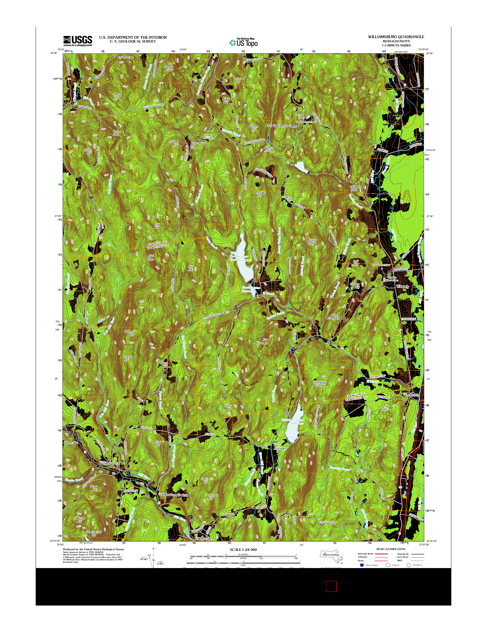 USGS US TOPO 7.5-MINUTE MAP FOR WILLIAMSBURG, MA 2012