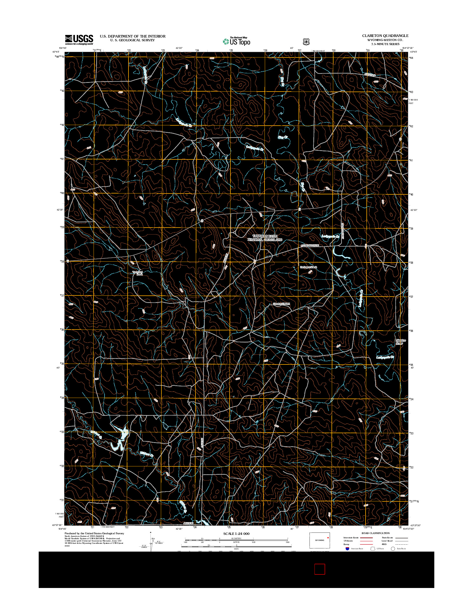 USGS US TOPO 7.5-MINUTE MAP FOR CLARETON, WY 2012