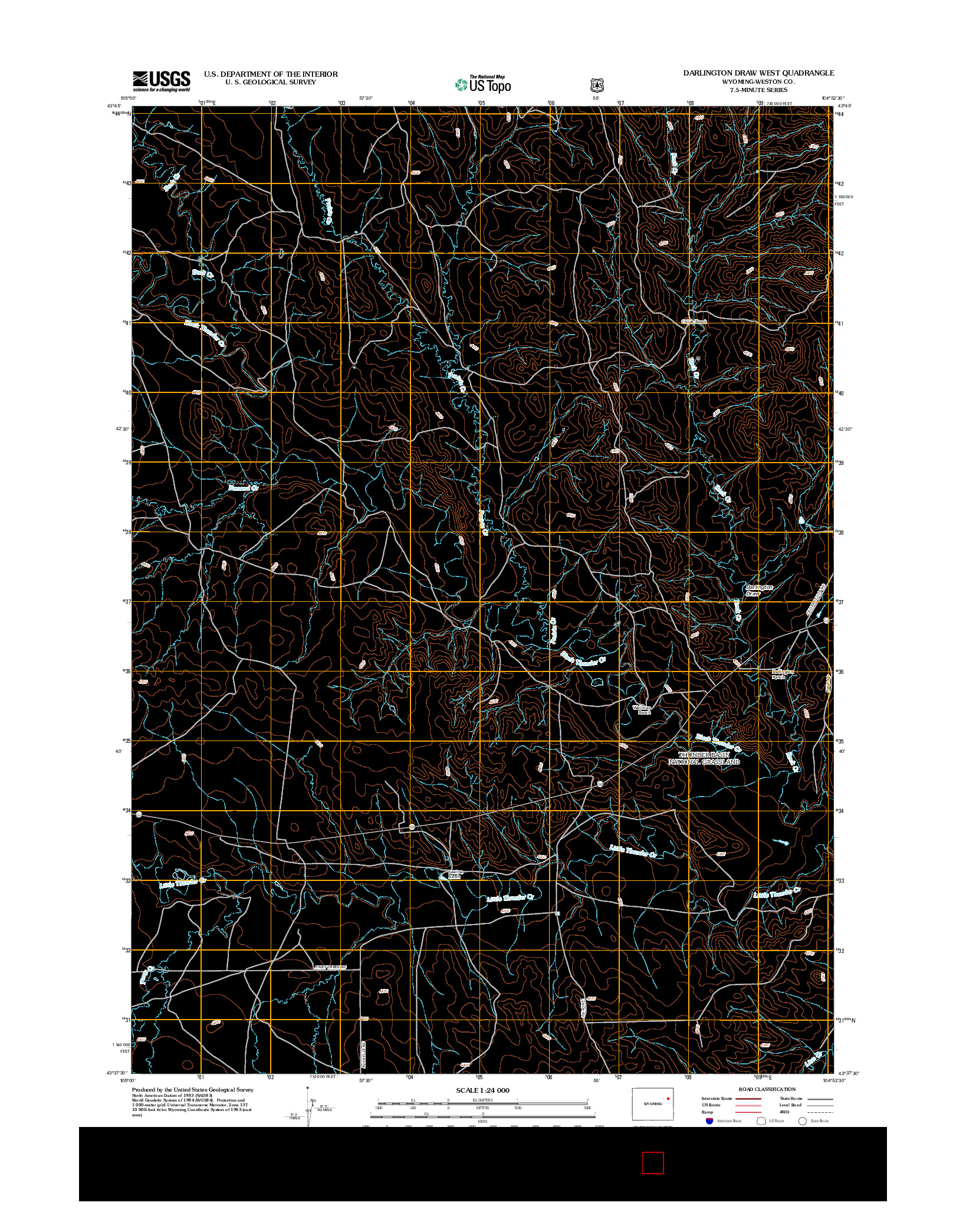 USGS US TOPO 7.5-MINUTE MAP FOR DARLINGTON DRAW WEST, WY 2012