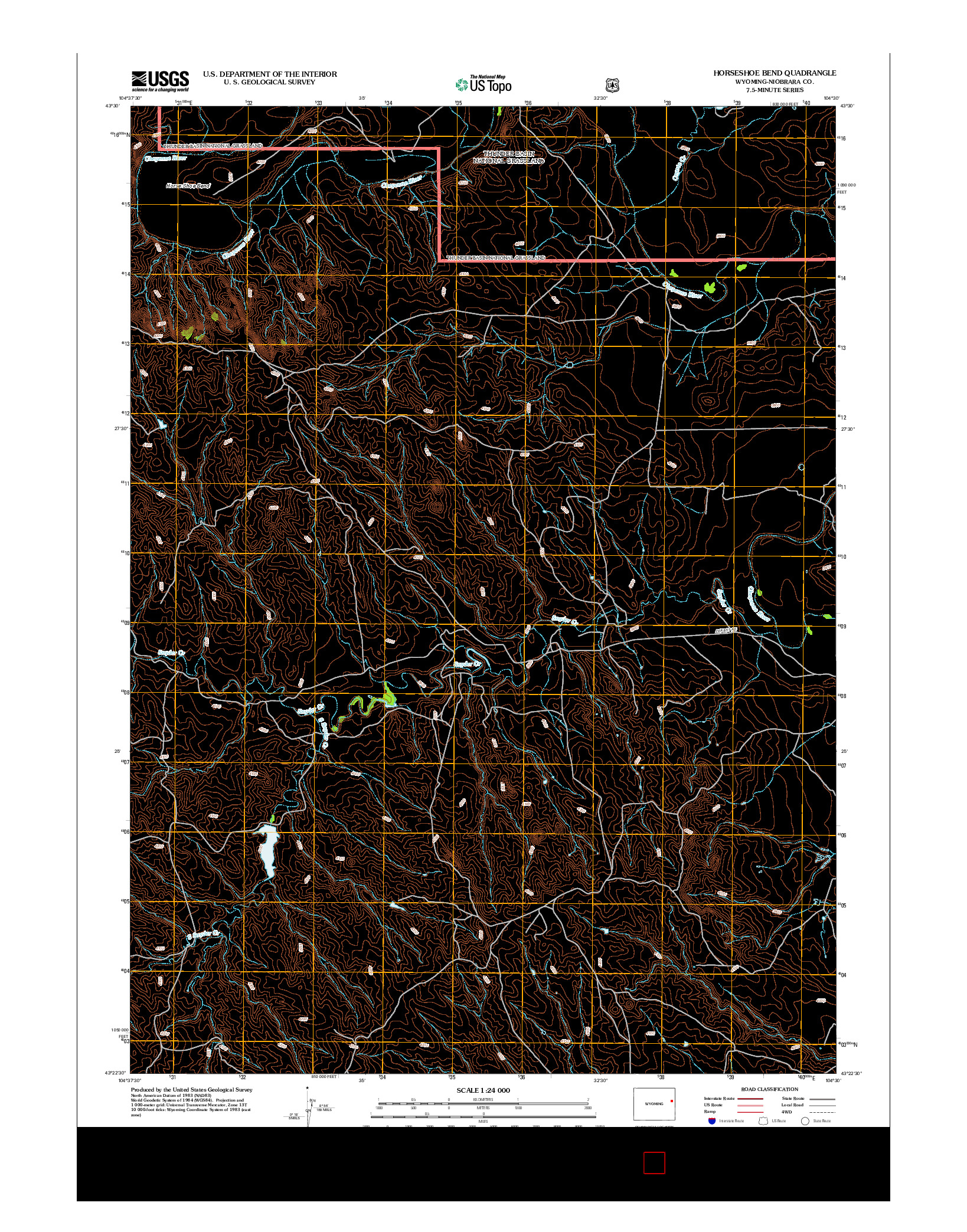 USGS US TOPO 7.5-MINUTE MAP FOR HORSESHOE BEND, WY 2012