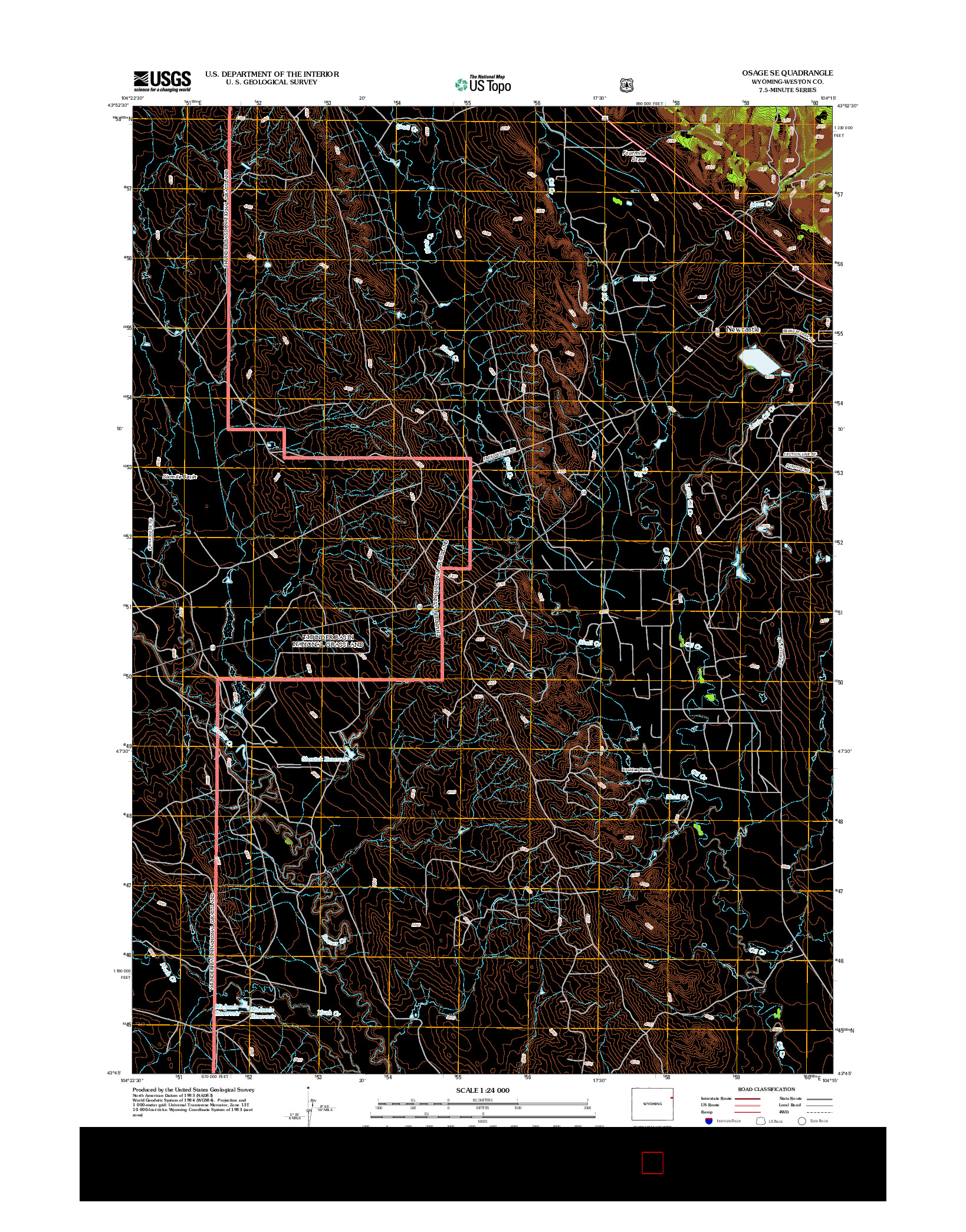 USGS US TOPO 7.5-MINUTE MAP FOR OSAGE SE, WY 2012