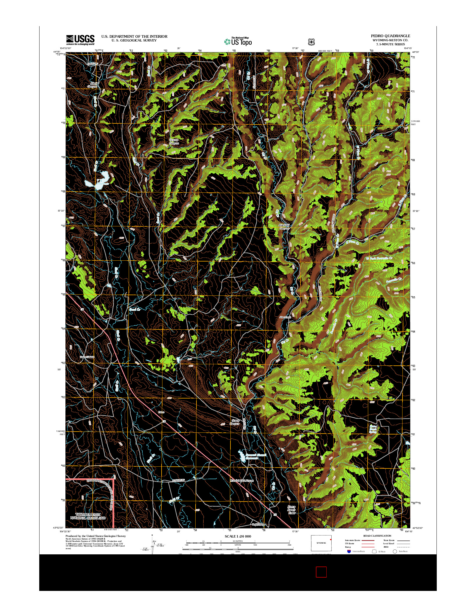 USGS US TOPO 7.5-MINUTE MAP FOR PEDRO, WY 2012