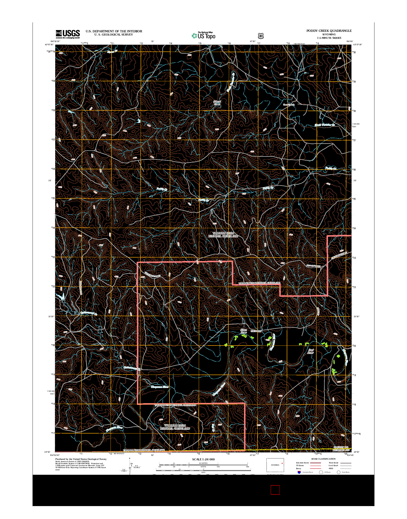 USGS US TOPO 7.5-MINUTE MAP FOR PODDY CREEK, WY 2012