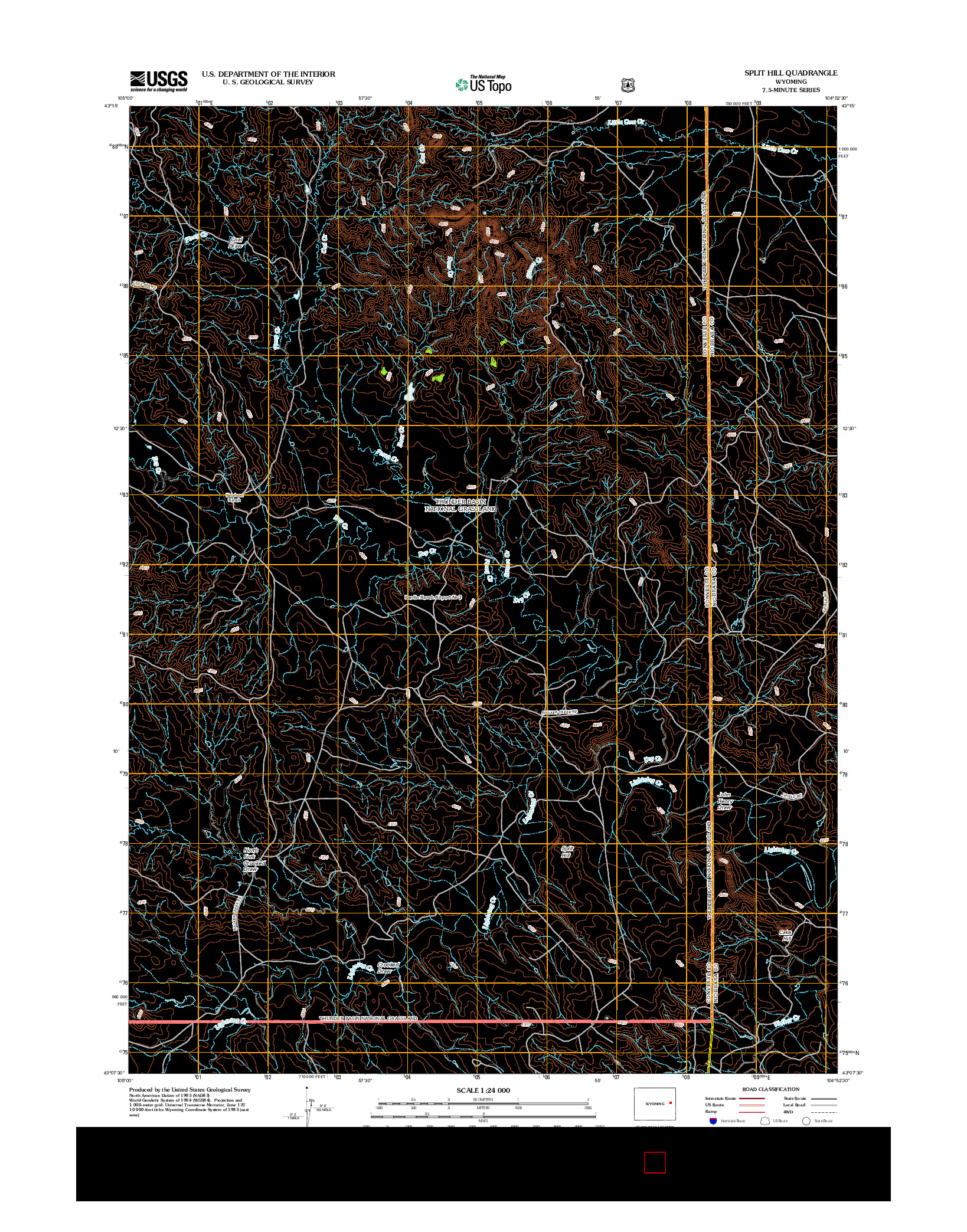 USGS US TOPO 7.5-MINUTE MAP FOR SPLIT HILL, WY 2012