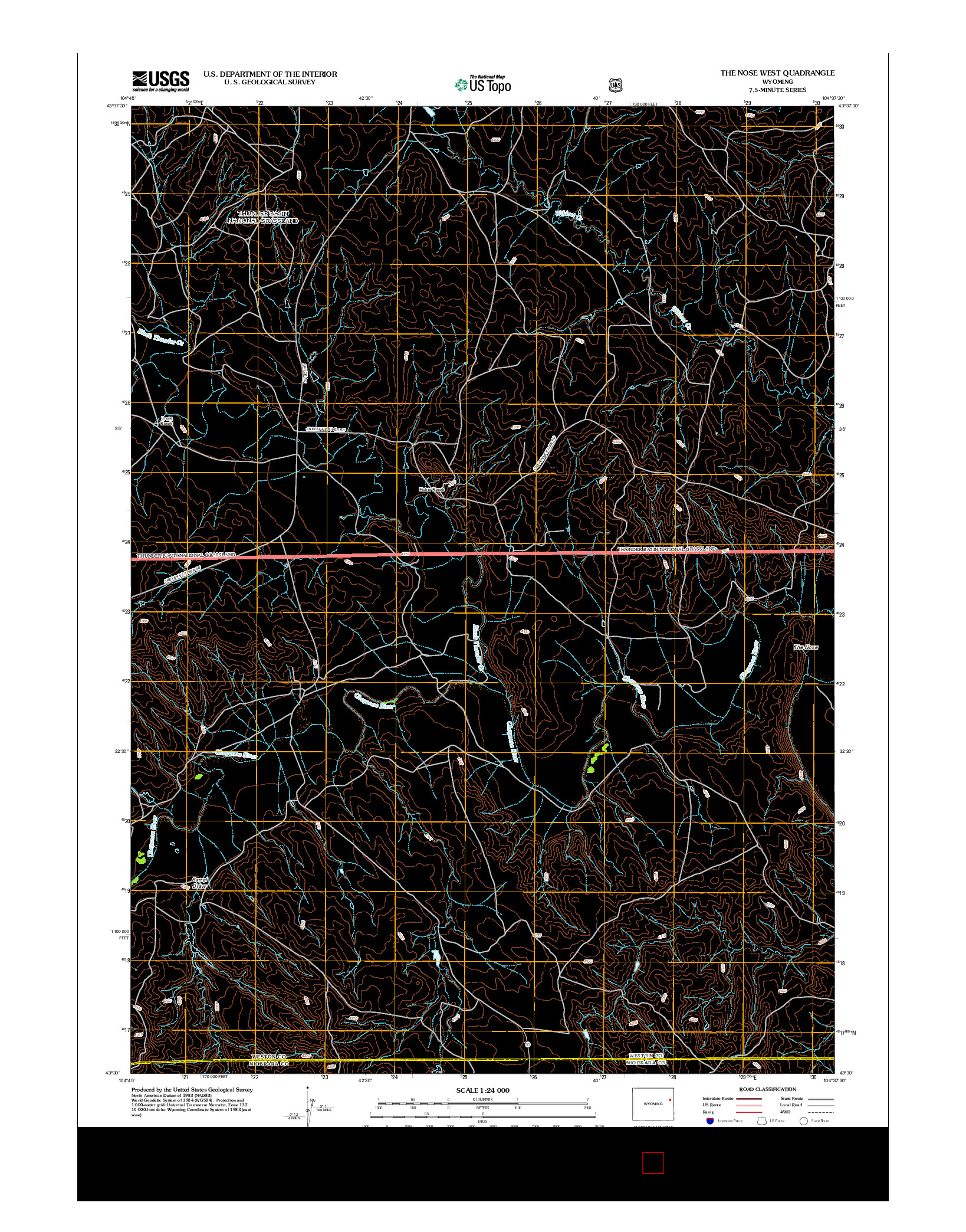 USGS US TOPO 7.5-MINUTE MAP FOR THE NOSE WEST, WY 2012