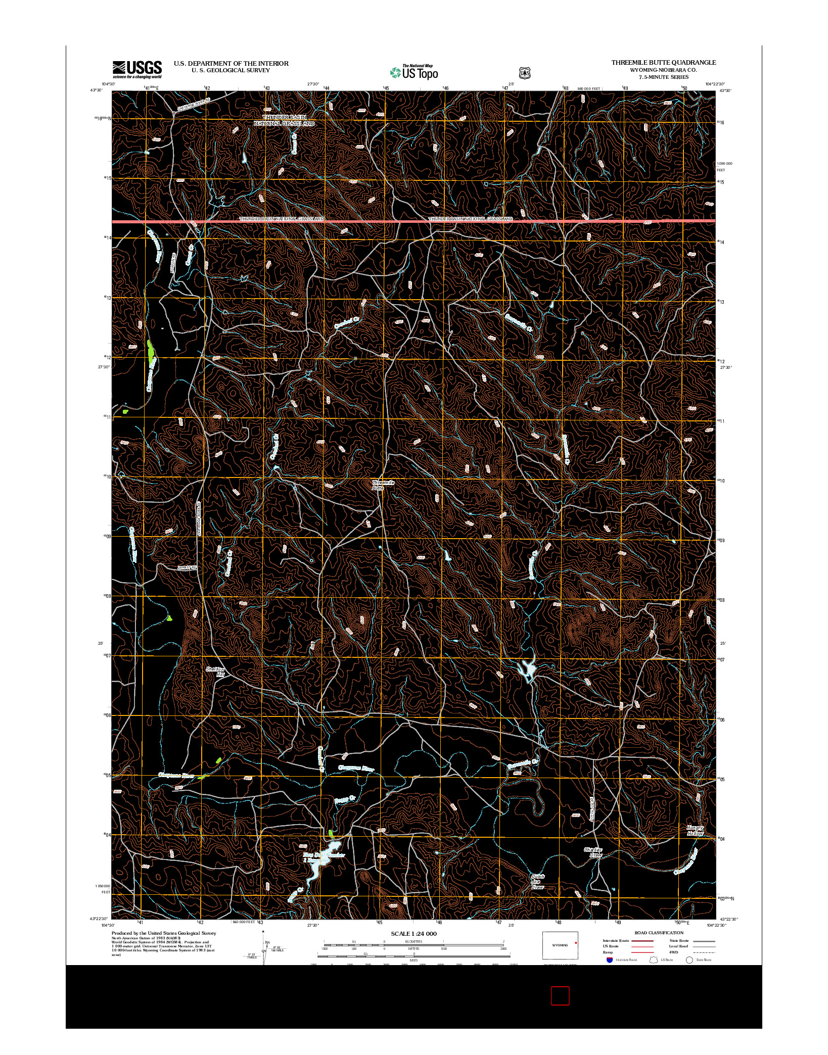 USGS US TOPO 7.5-MINUTE MAP FOR THREEMILE BUTTE, WY 2012