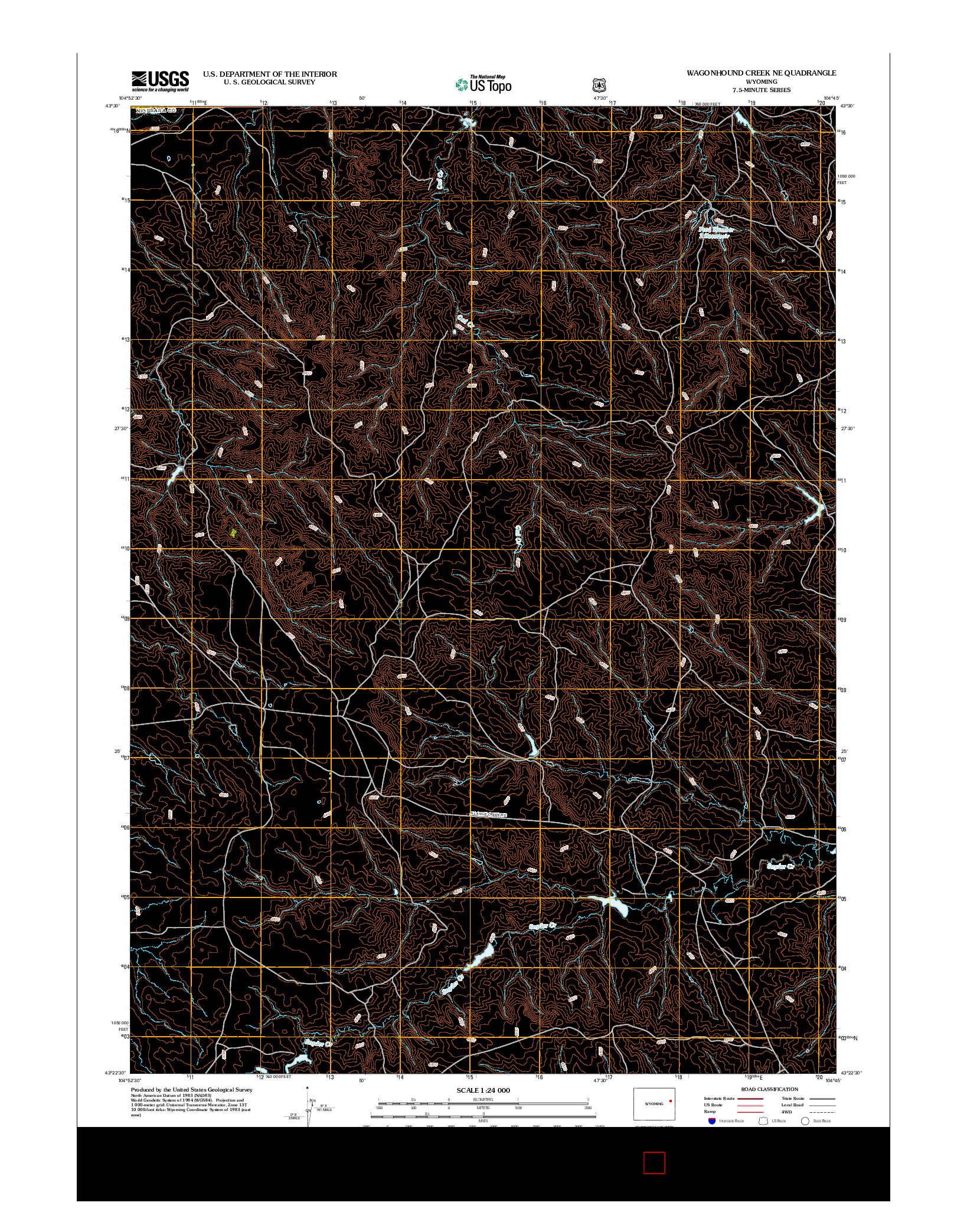 USGS US TOPO 7.5-MINUTE MAP FOR WAGONHOUND CREEK NE, WY 2012