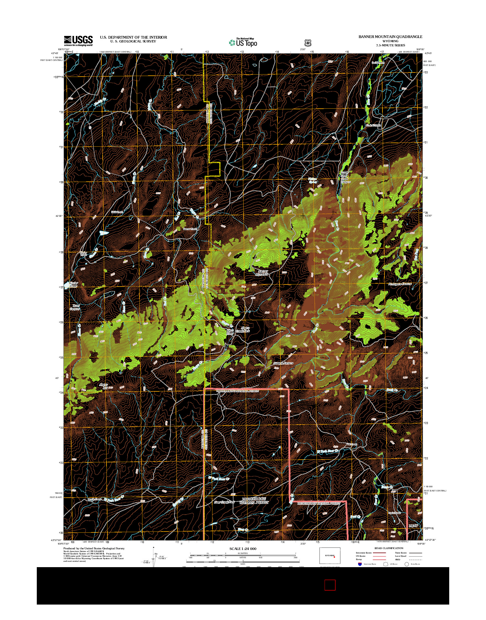 USGS US TOPO 7.5-MINUTE MAP FOR BANNER MOUNTAIN, WY 2012